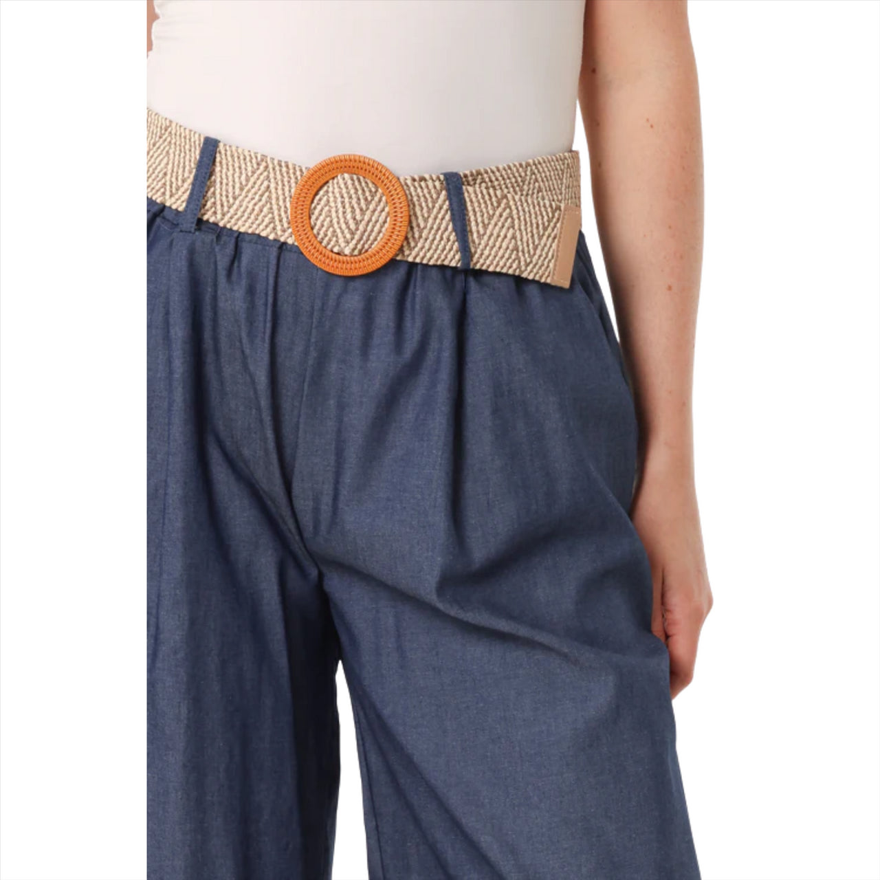 Belted Wide Leg Tencel Trousers | Dark Denim | One Size