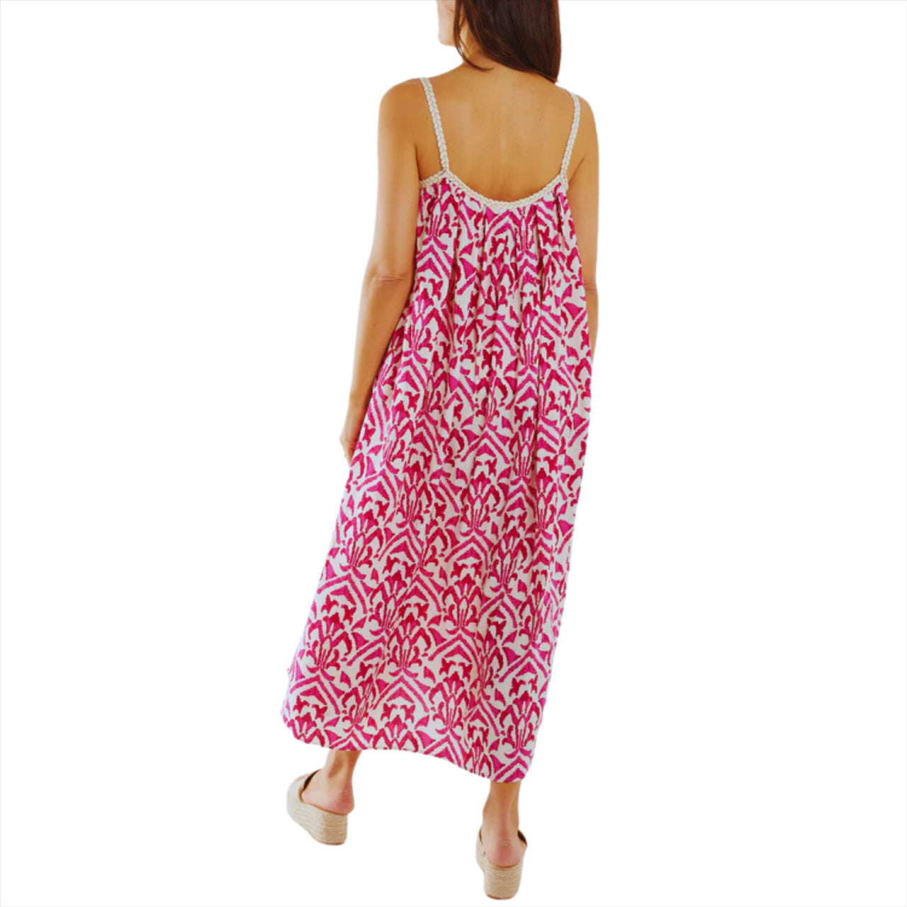 Baroque Print Rope Cami Dress | Green or Pink