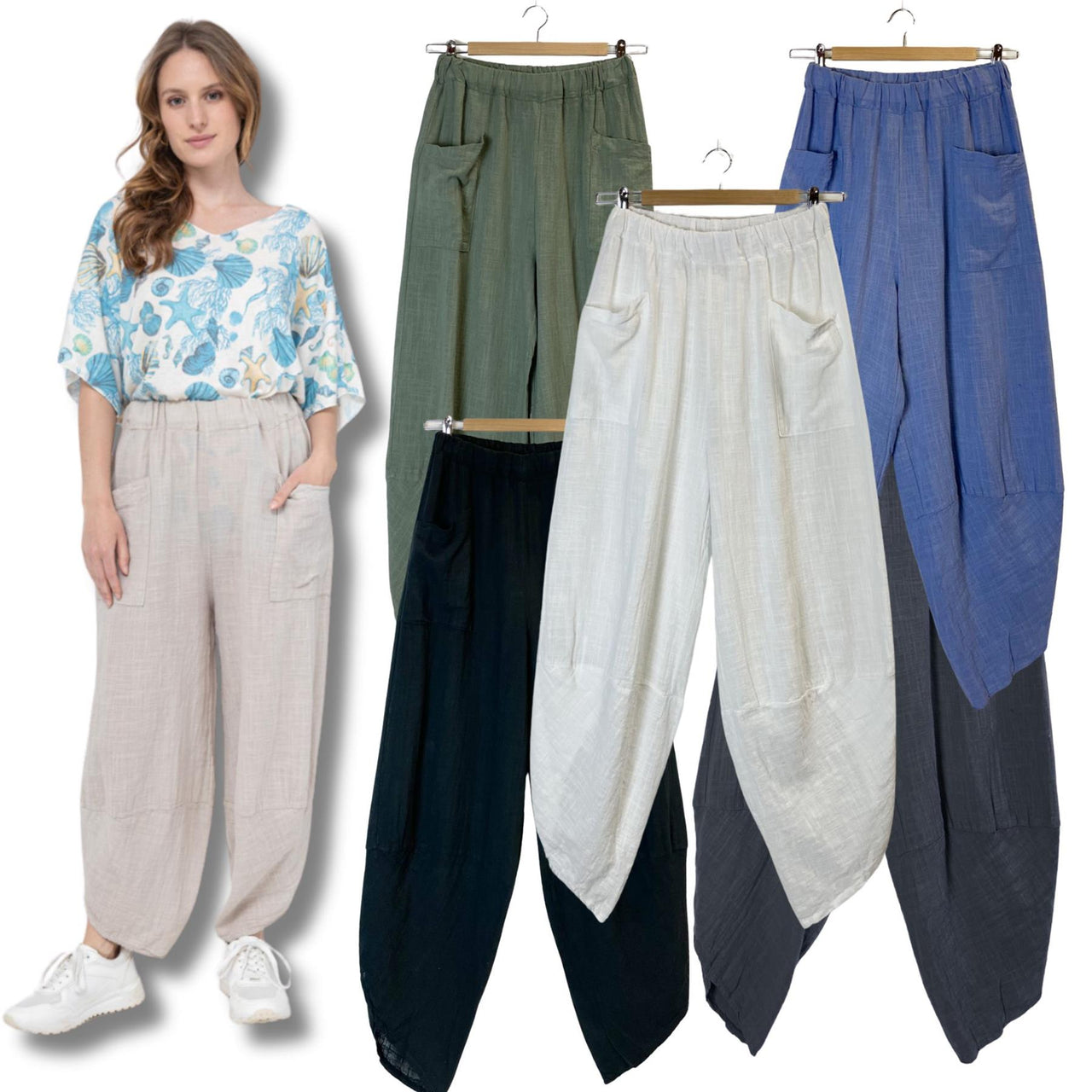 Catherine Poached Cotton Cropped Trousers | One Size