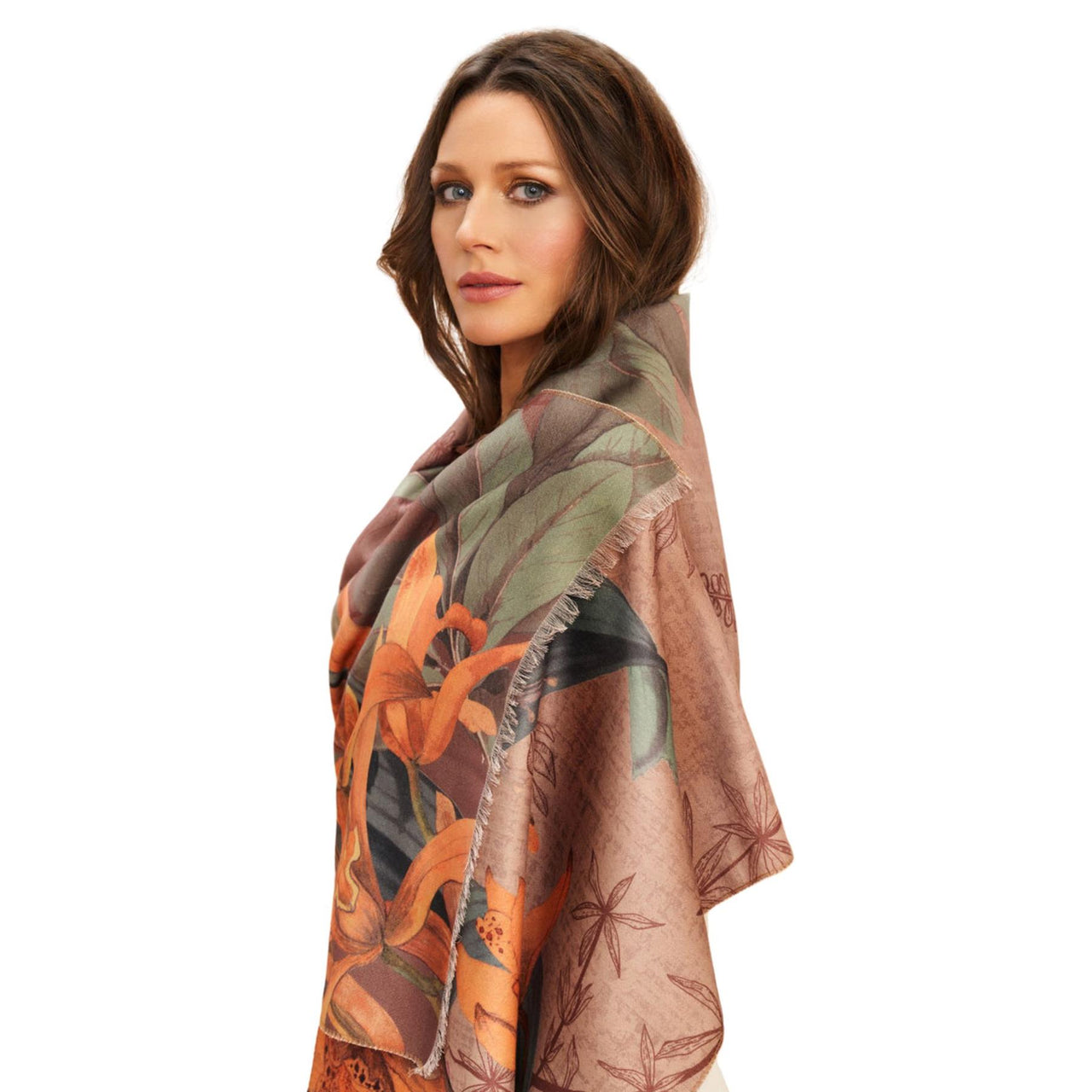 Powder Botany Bliss Luxurious Print Scarf | Chocolate