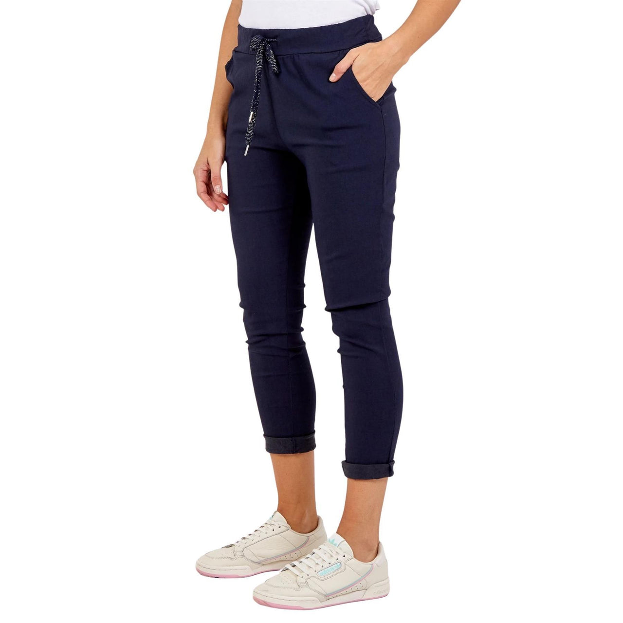 Plain Magic Pants Stretchy Trousers | Navy | One Size