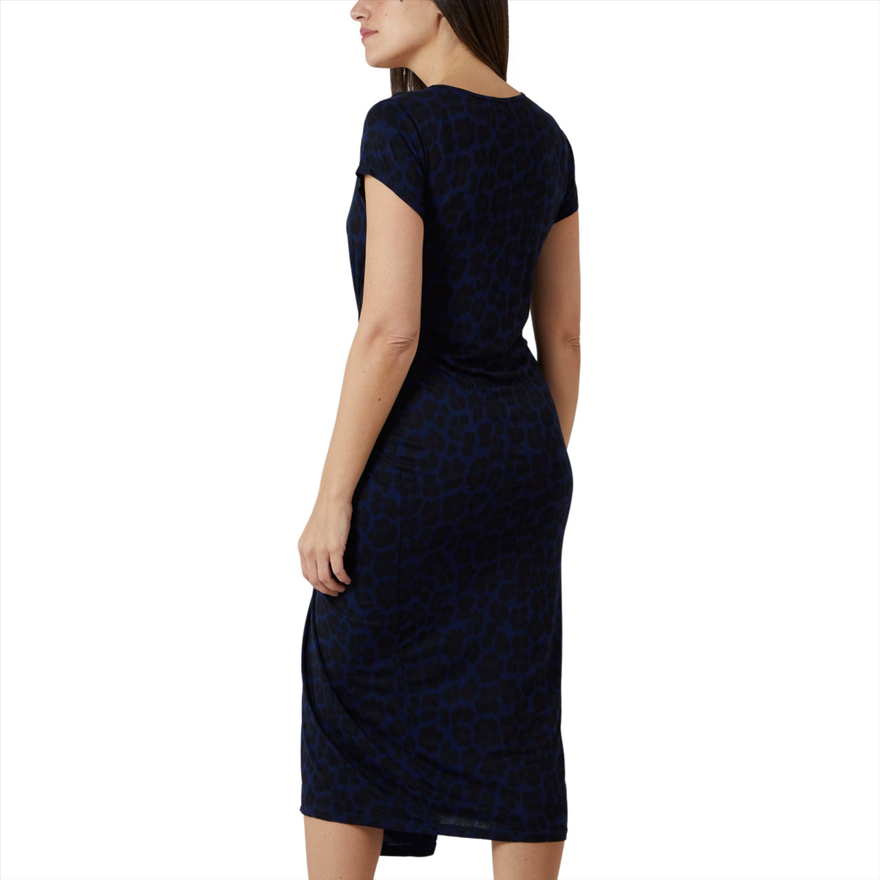 Leopard Print Cap Sleeve Parachute Dress | Navy