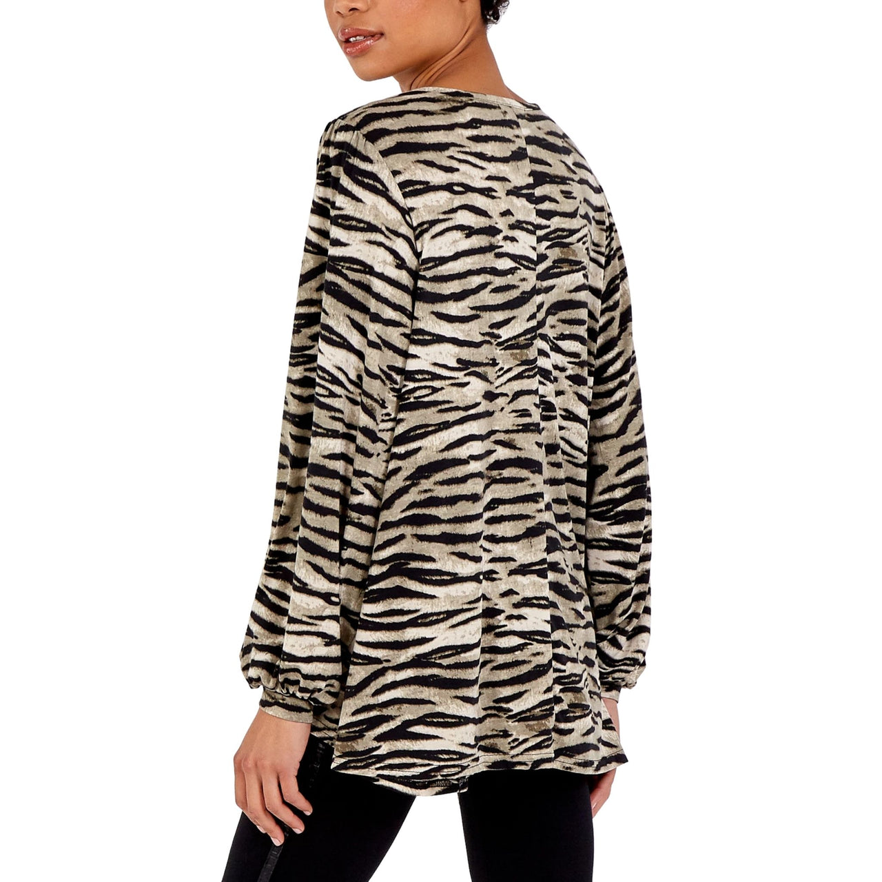 Lily Zebra Print Volume Sleeve Top | Sage