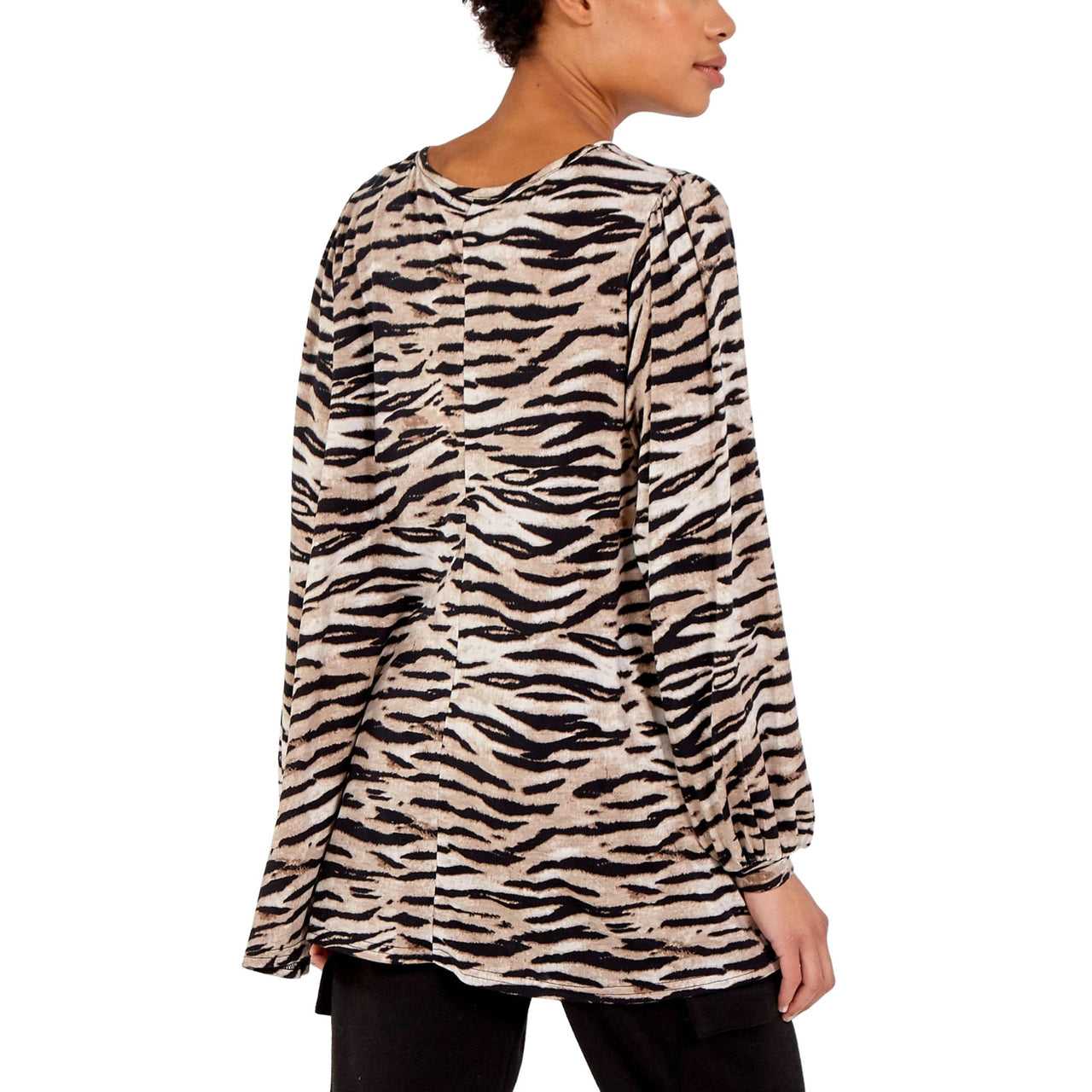 Lily Zebra Print Volume Sleeve Top | Stone