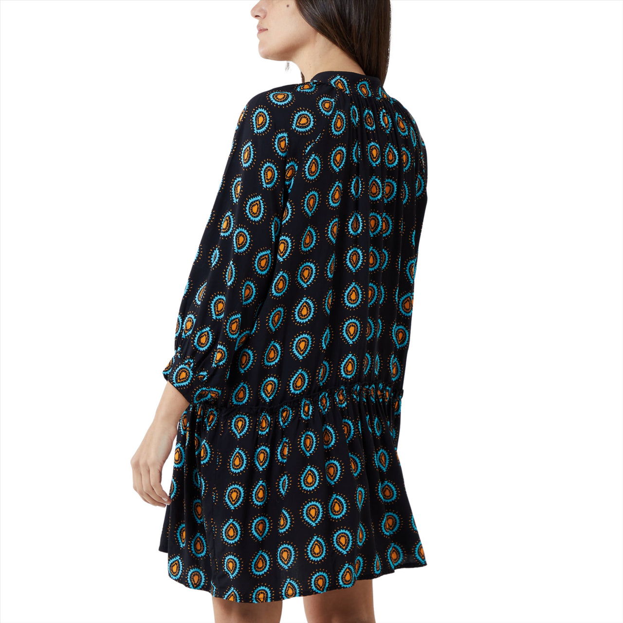 Abstract Paisley Print Smock Dress | Black | One Size