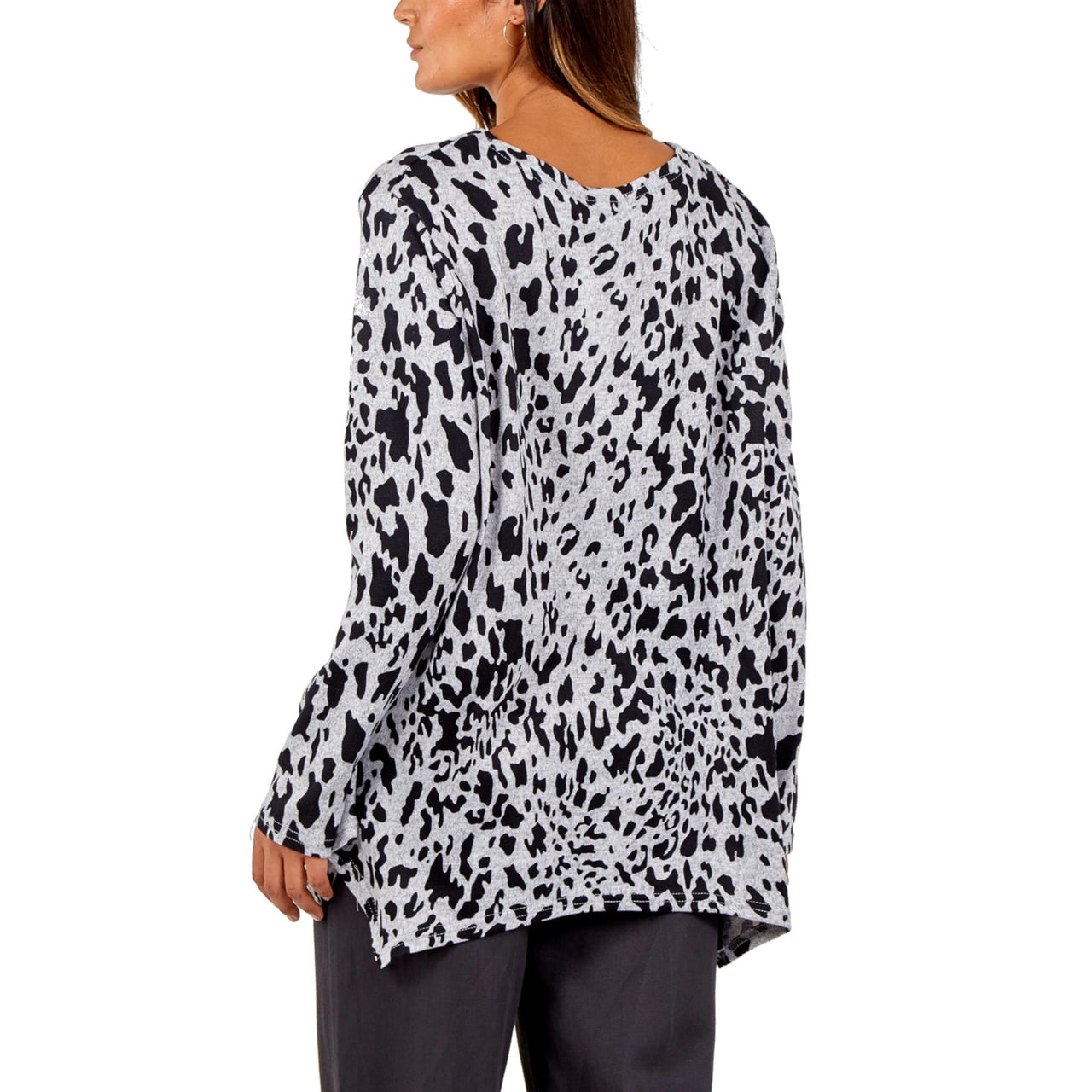 Georgia Animal Print Smock Top | Grey