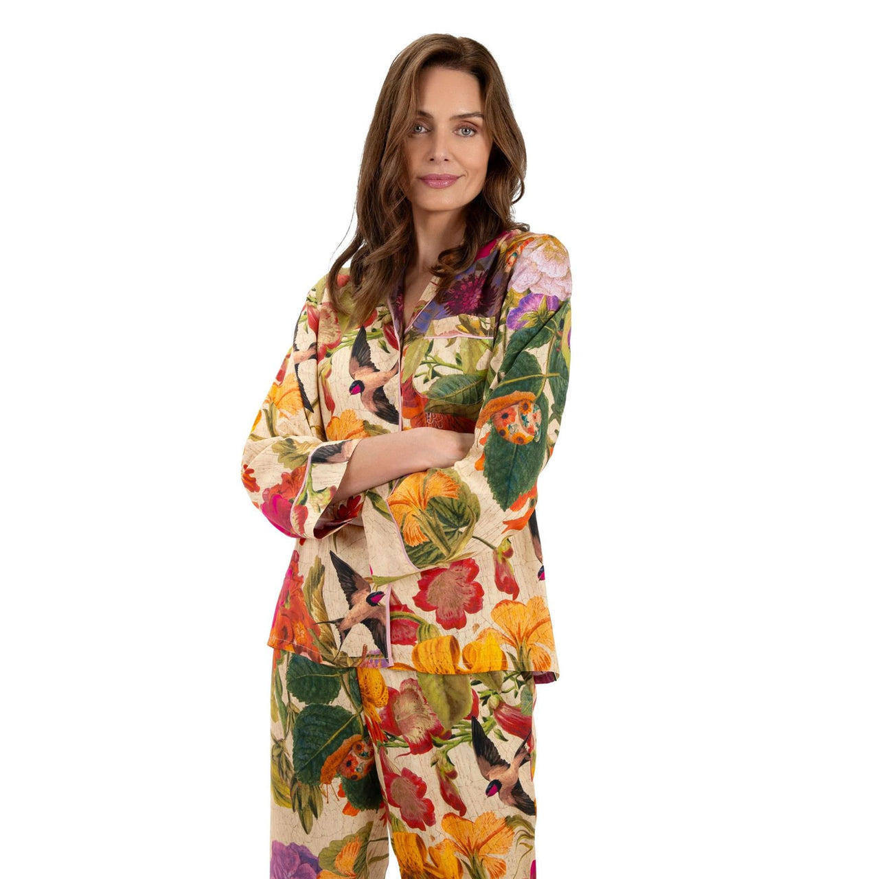 Powder Autumn Posy Super Soft Luxury Pyjamas | Cream