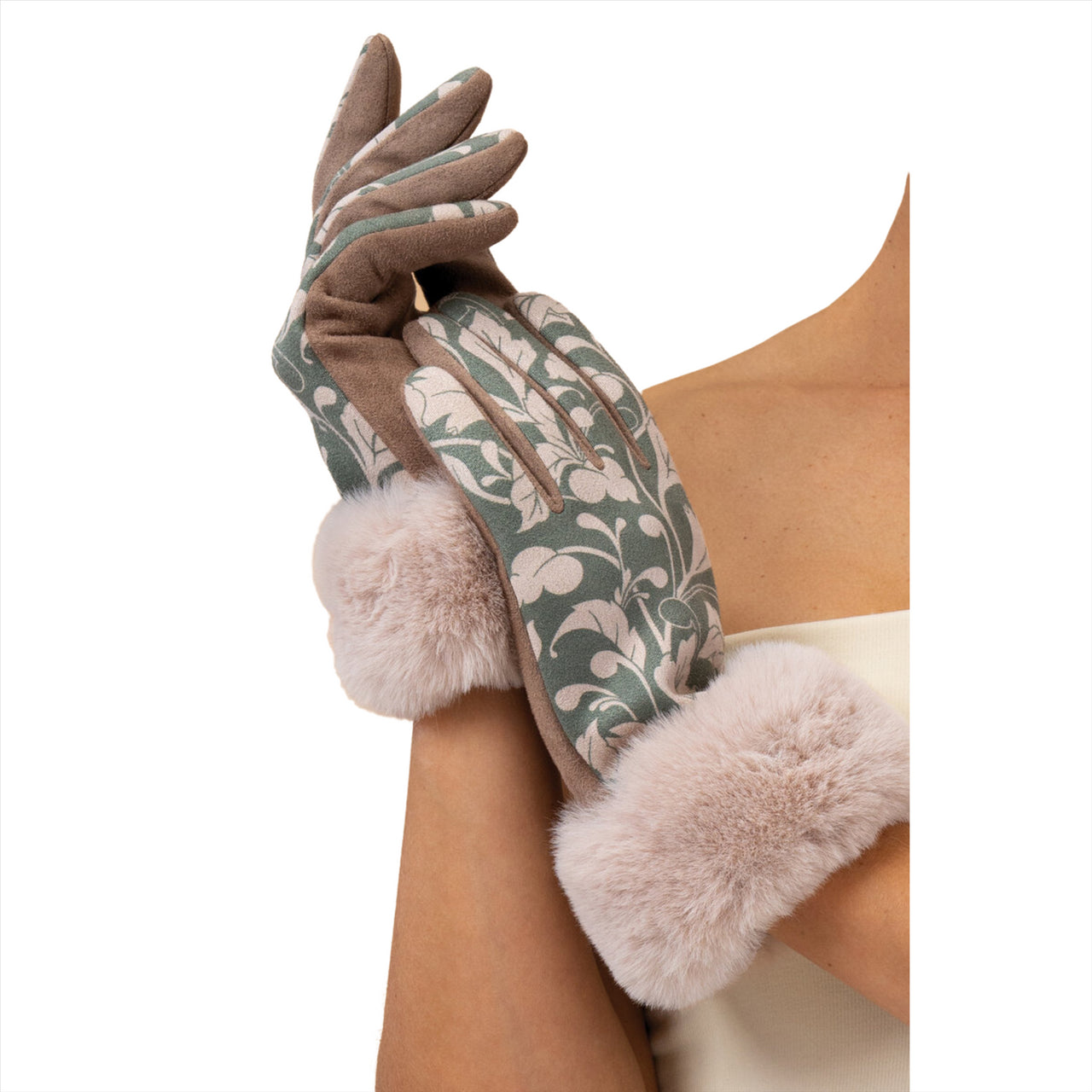 Powder Bernadette Opulent Flourishes Gloves  | Olive