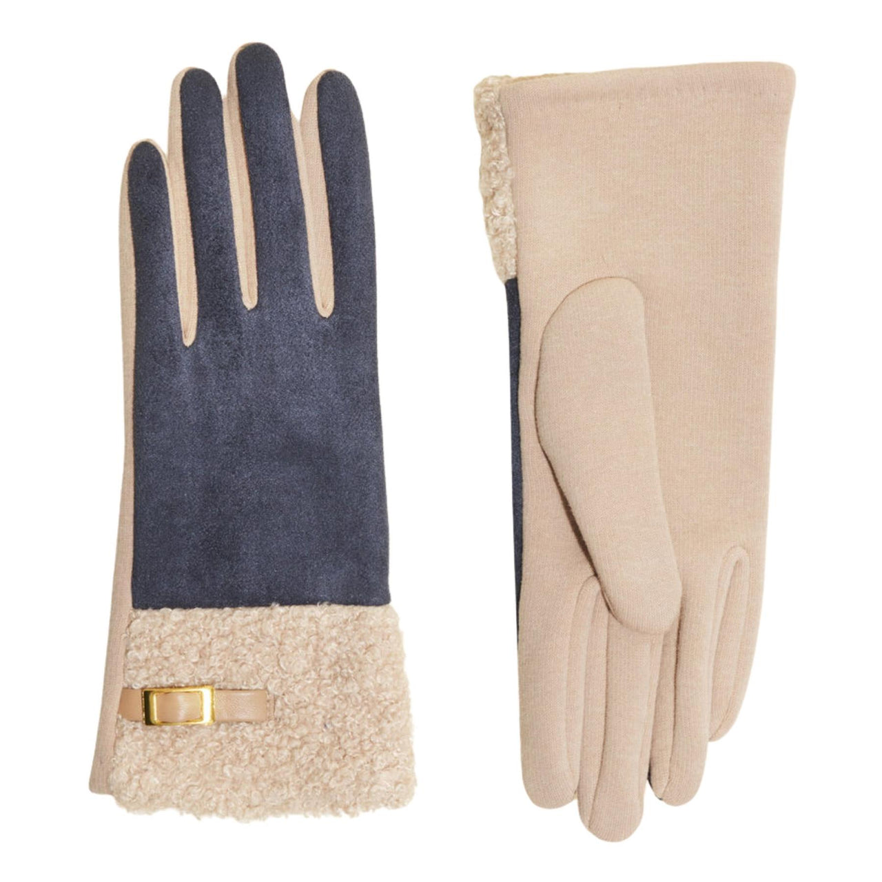 Powder Audrey Faux Suede Gloves  | Denim
