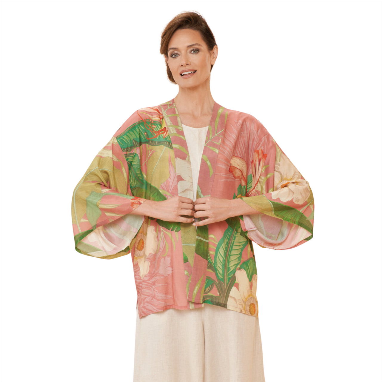 Powder Delicate Tropical Kimono Jacket | Candy