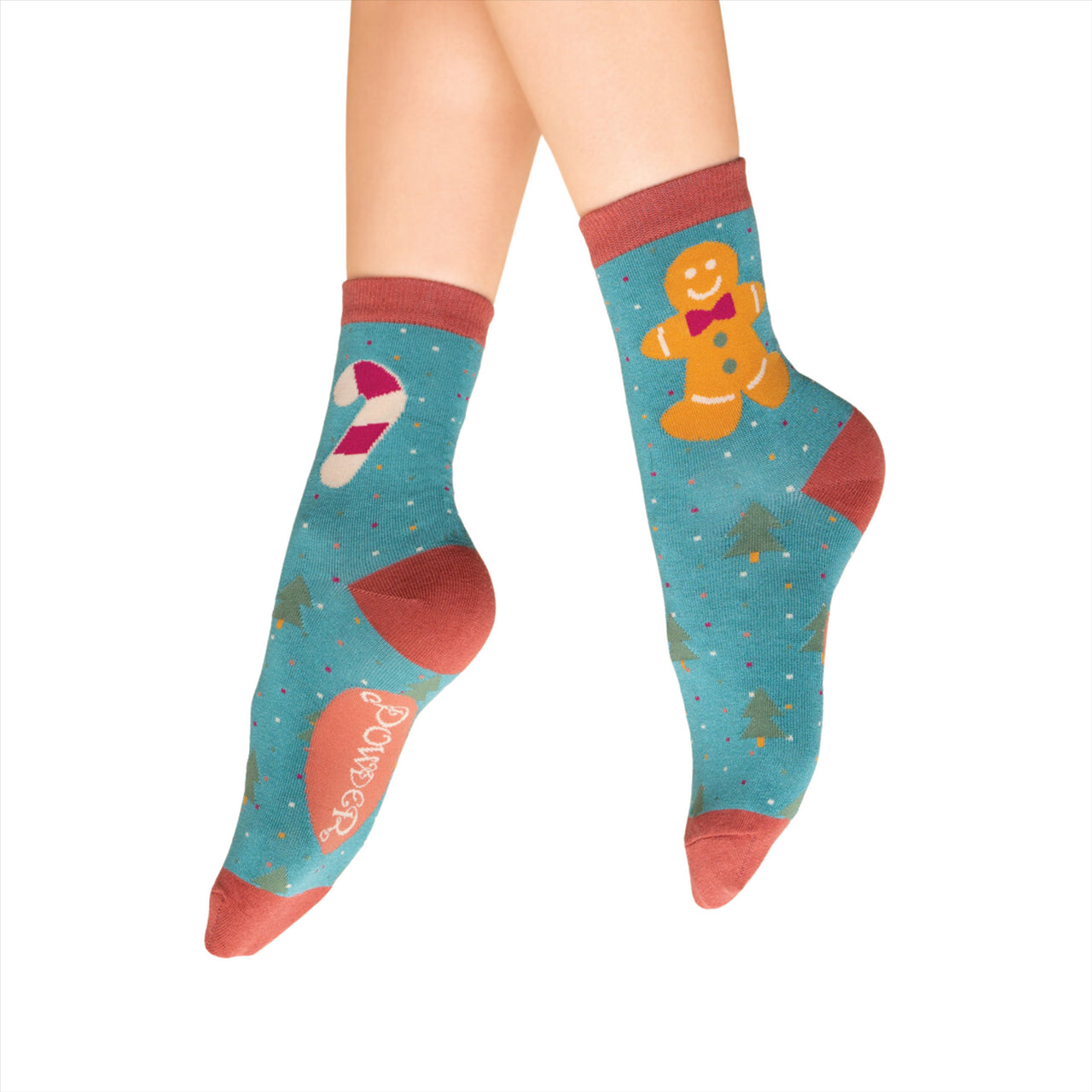 Powder Women's Gingerbread Man Ankle Socks |  Aqua