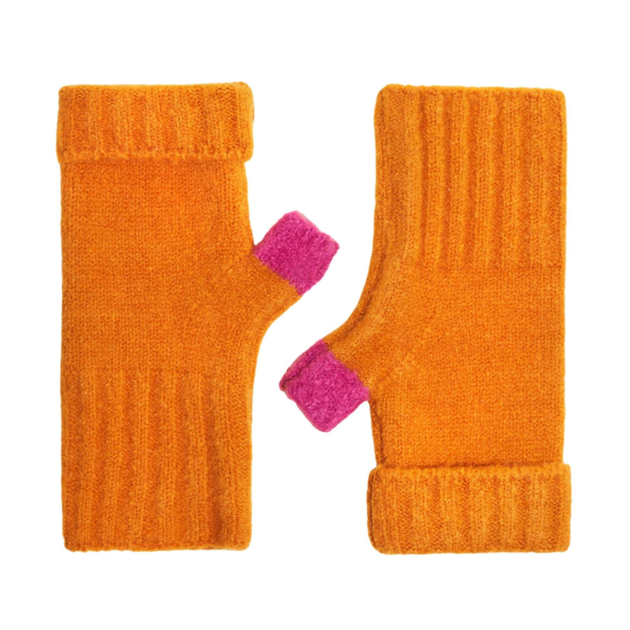 Powder Cassia Knitted Wrist Warmers  | Tangerine