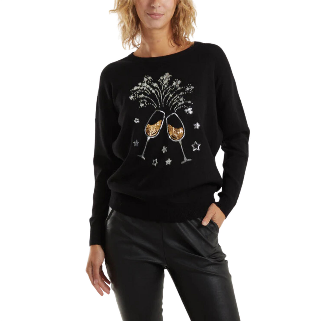 Festive Drinks Sequin Christmas Jumper