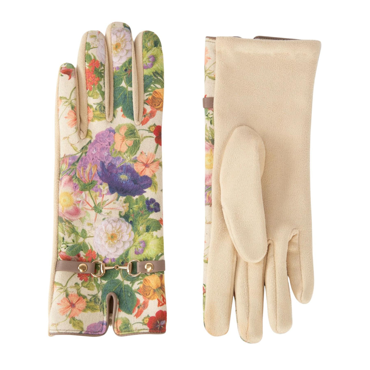Powder Kylie Faux Suede Gloves  | Cream