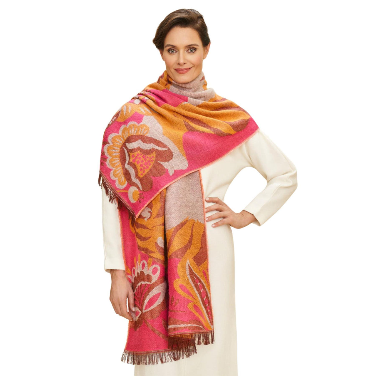 Powder Thrill of the Tiger Woven Scarf | Fuchsia