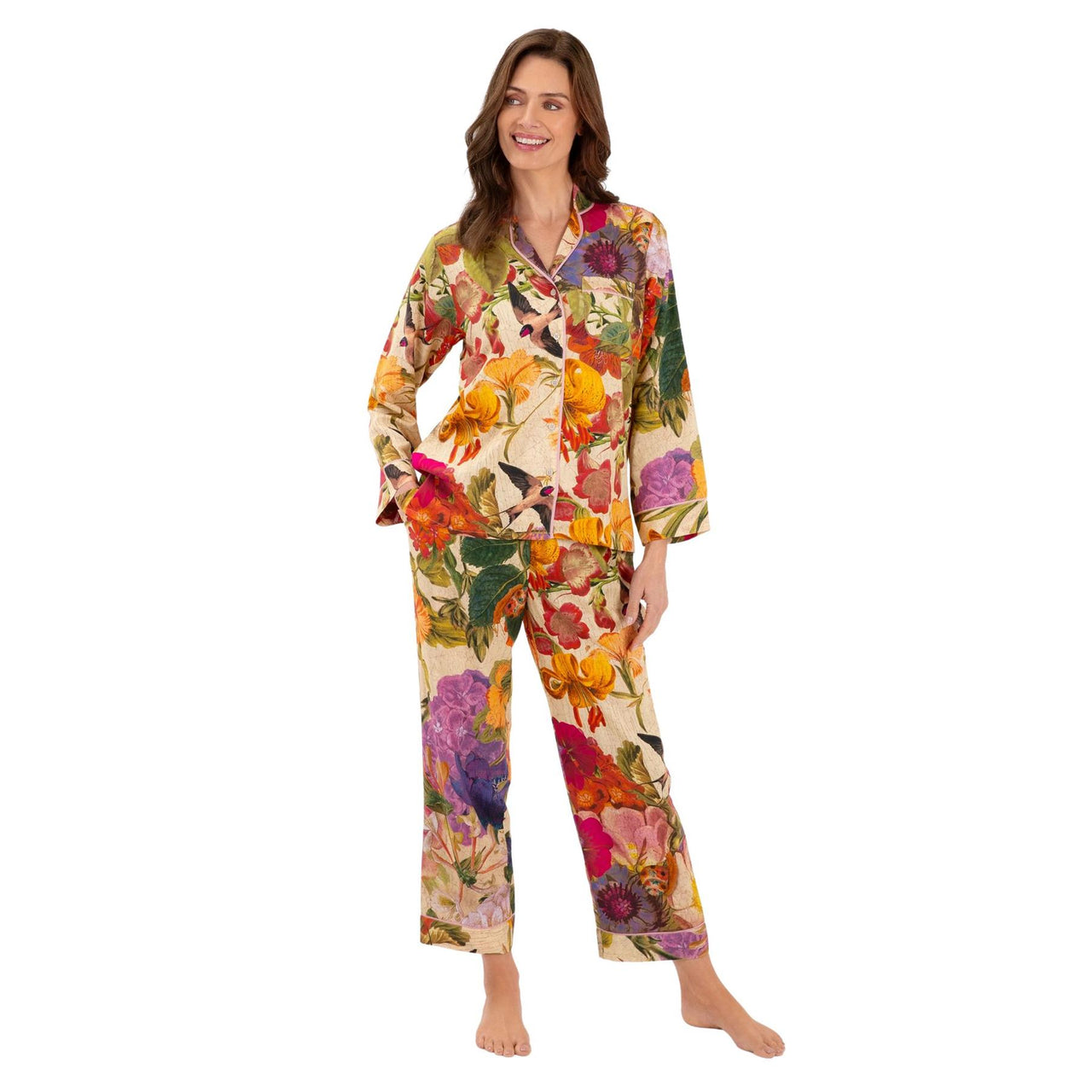 Powder Autumn Posy Super Soft Luxury Pyjamas | Cream
