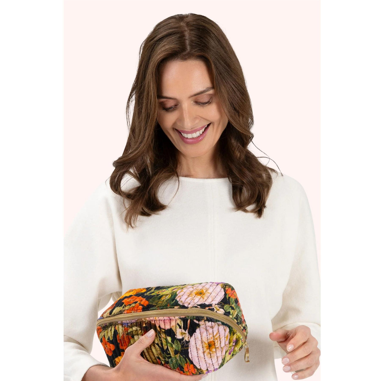 Powder Autumn Posy Quilted Make Up Bag | Midnight