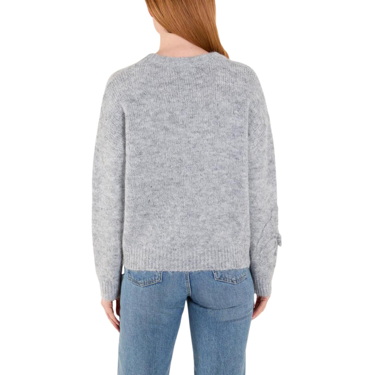 Large Flower Knit Embroidered Jumper | Light Grey