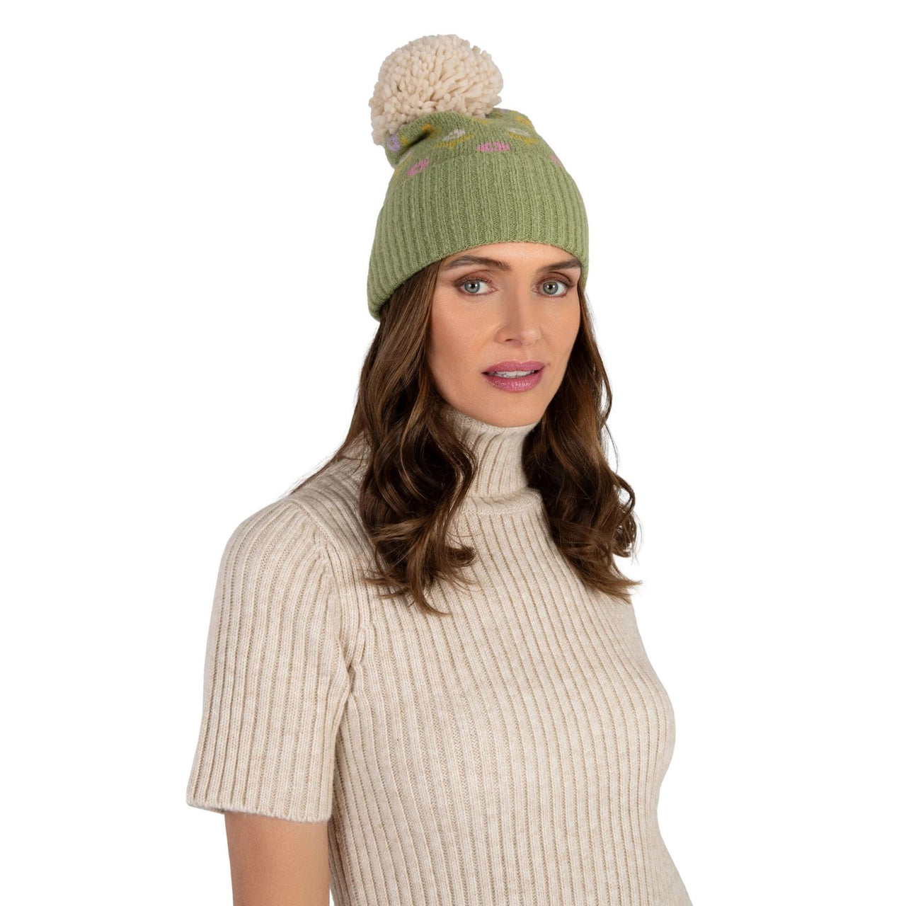 Powder Willow Ditsy Flower Bobble Hat  | Sage