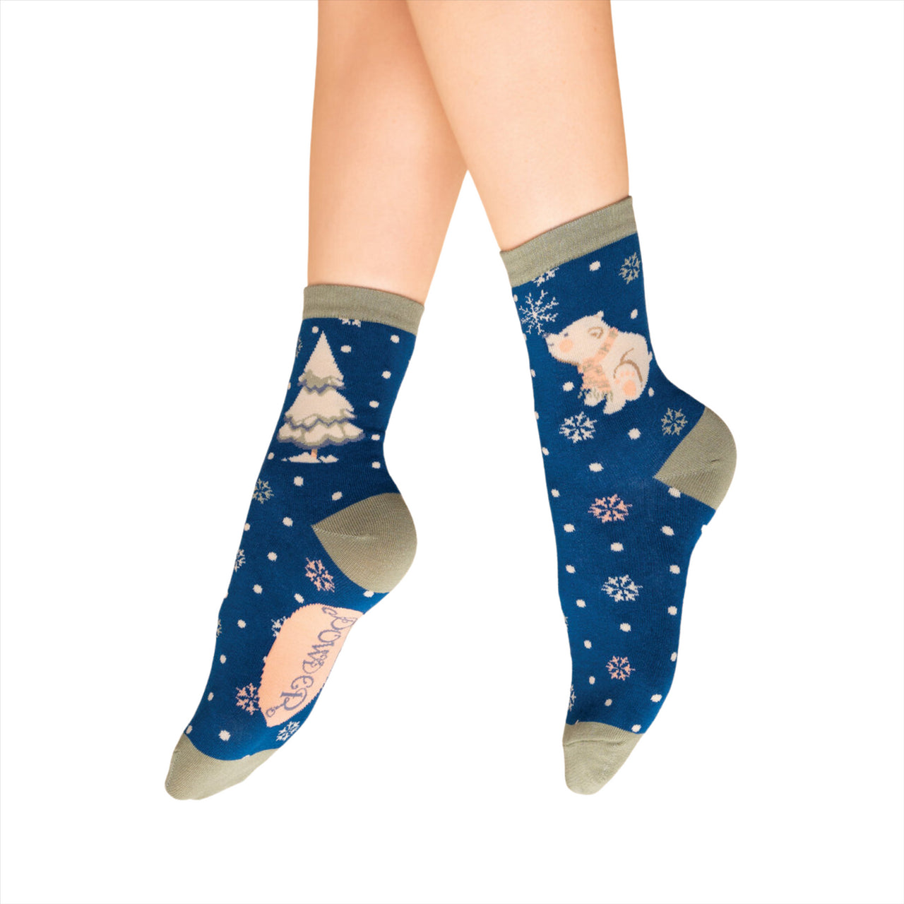 Powder Women's North Pole-ar Bear Ankle Socks |  Navy