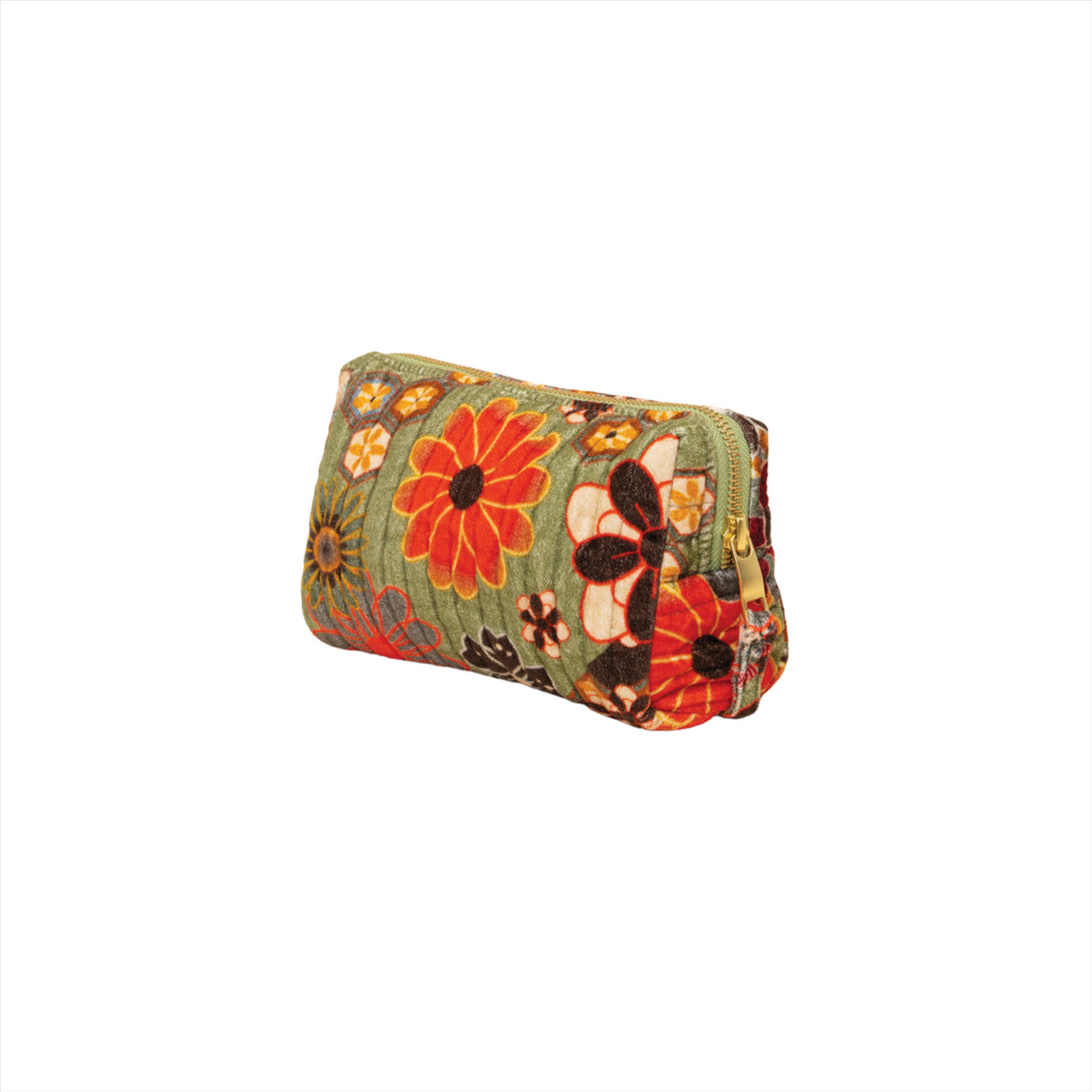 Powder 70's Kaleidoscope Floral Quilted Vanity Bag | Sage