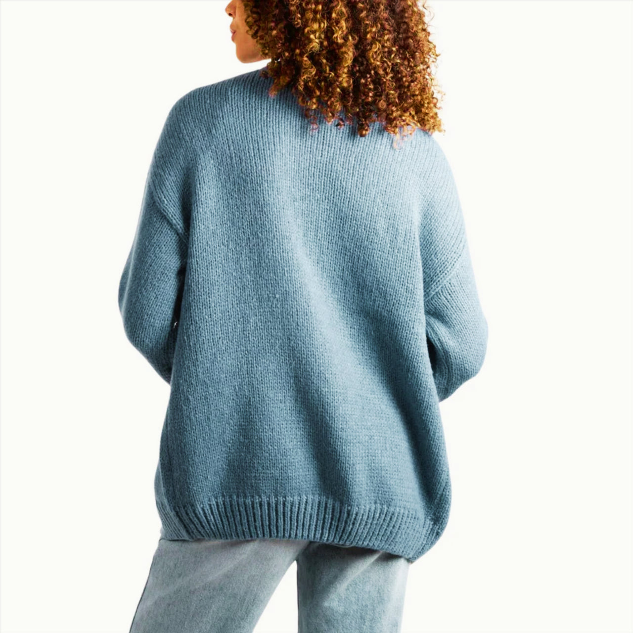 Daisy Flower Knitted Cardigan | Denim Blue
