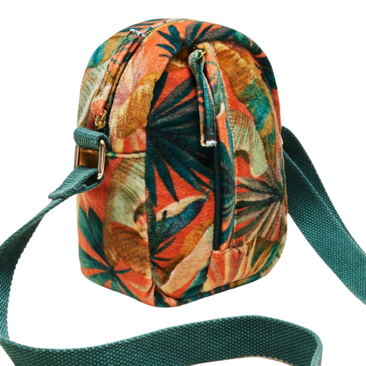 Powder Painted Palms Velvet Crossbody Bag | Tangerine