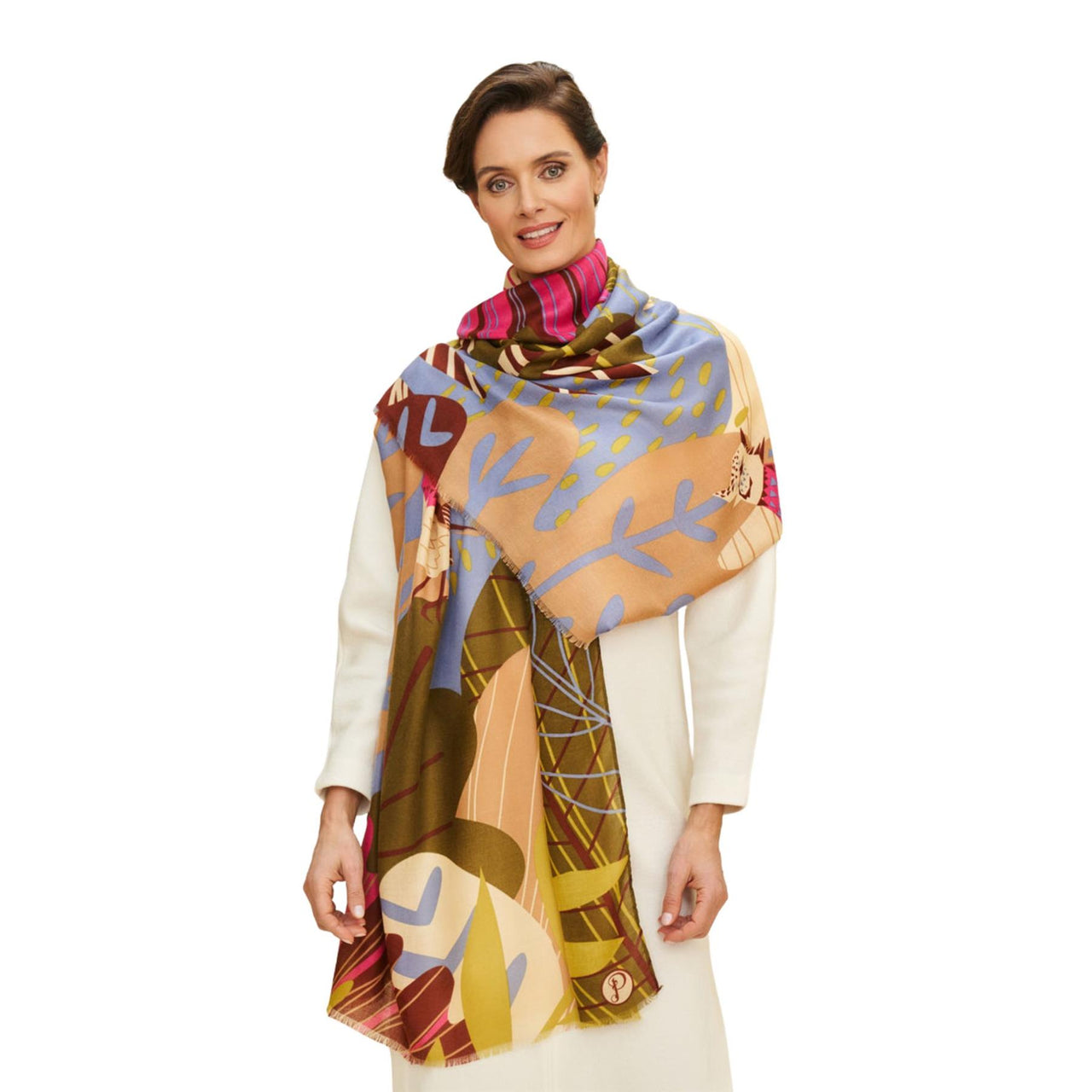 Powder Autumn Hedgerow Print Scarf | Lilac