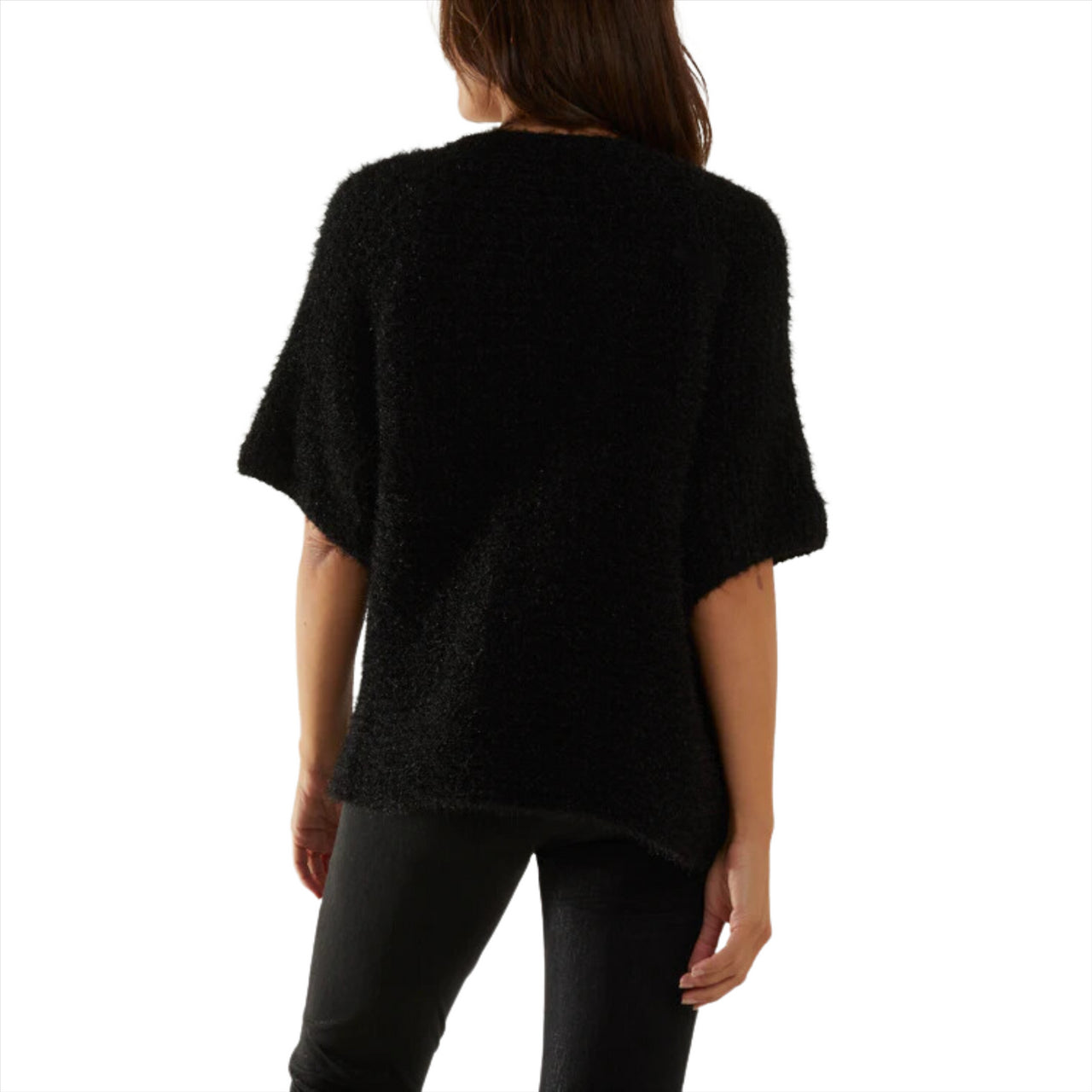 Soft Touch 3/4 Sleeve Ribbed Cardigan | Black | One Size