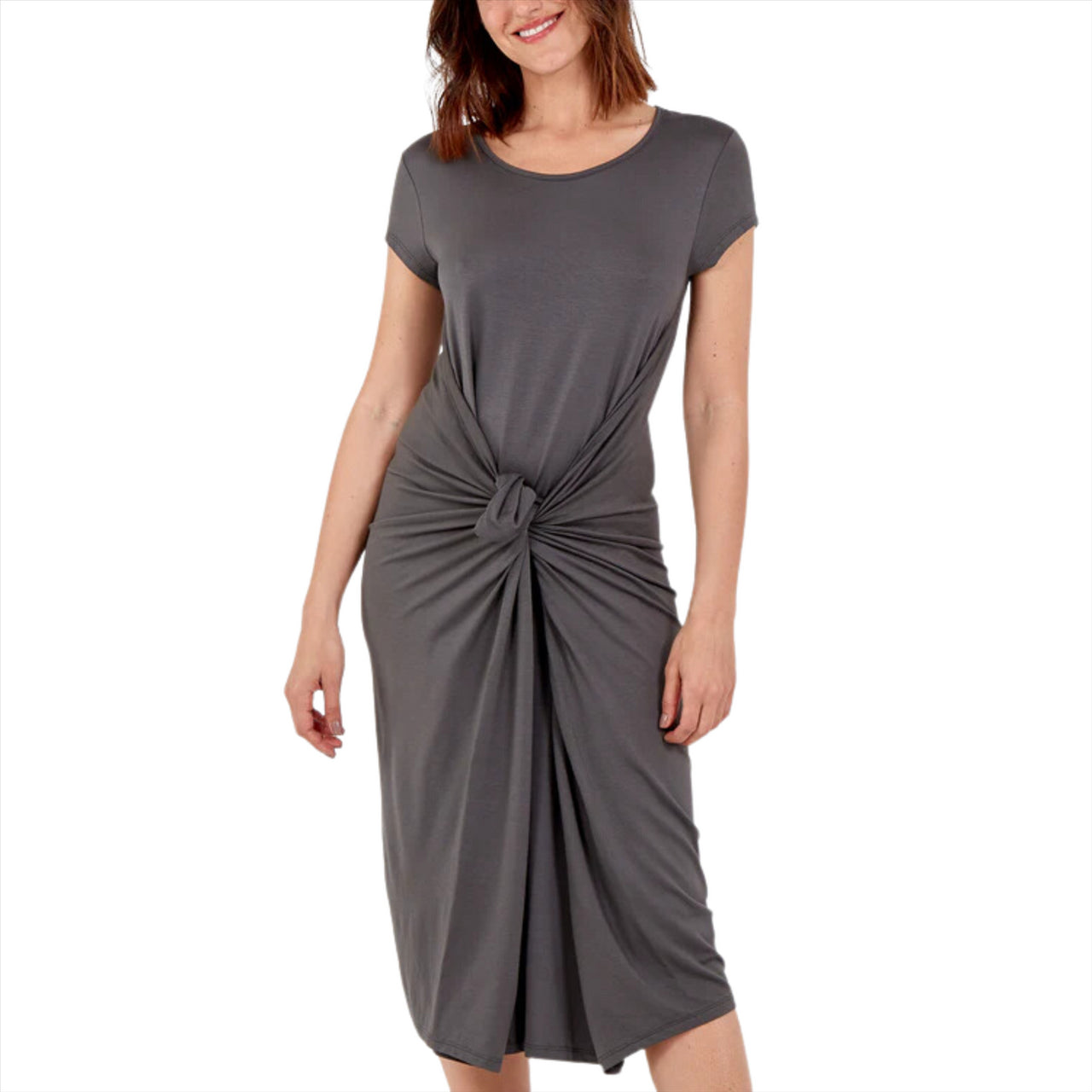 Plain Cap Sleeve Parachute Dress | Charcoal | One Size