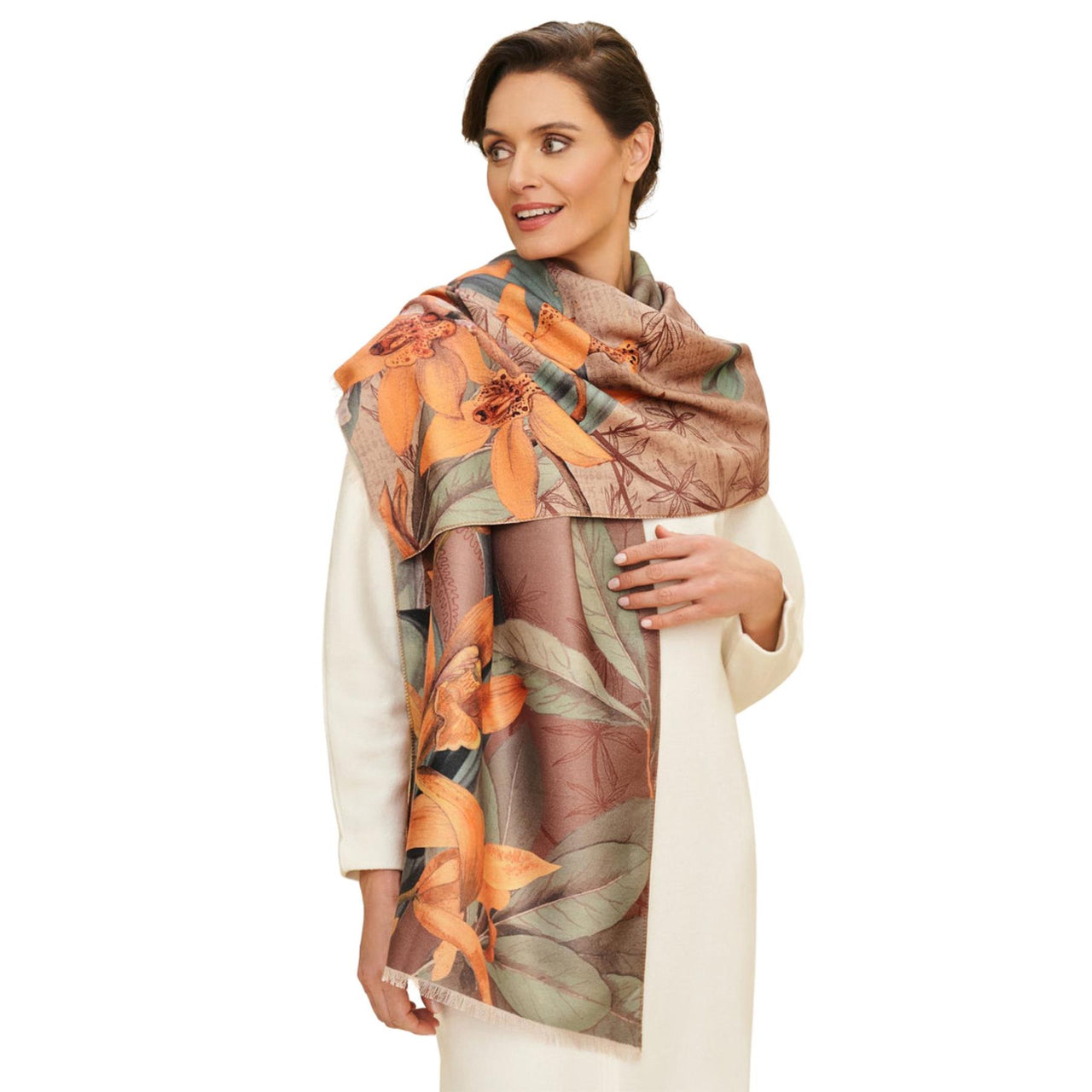 Powder Botany Bliss Luxurious Print Scarf | Chocolate