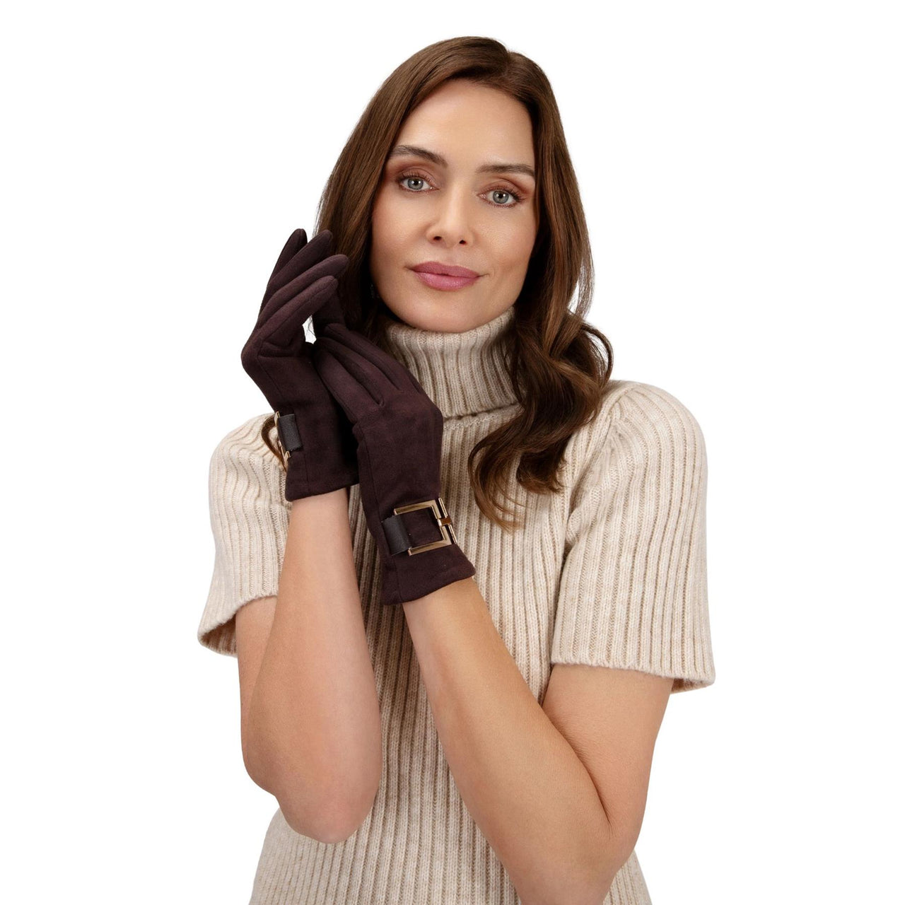 Powder Dana Faux Suede Gloves  | Chocolate