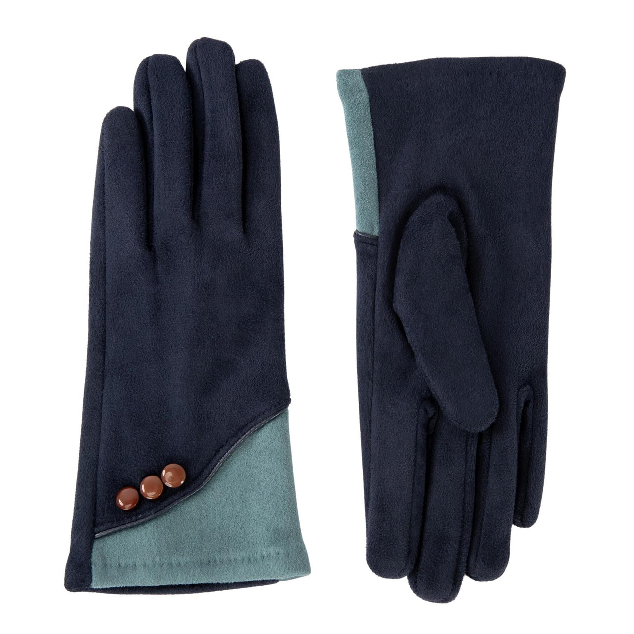 Powder Rowan Faux Suede Gloves  | Navy/Ice