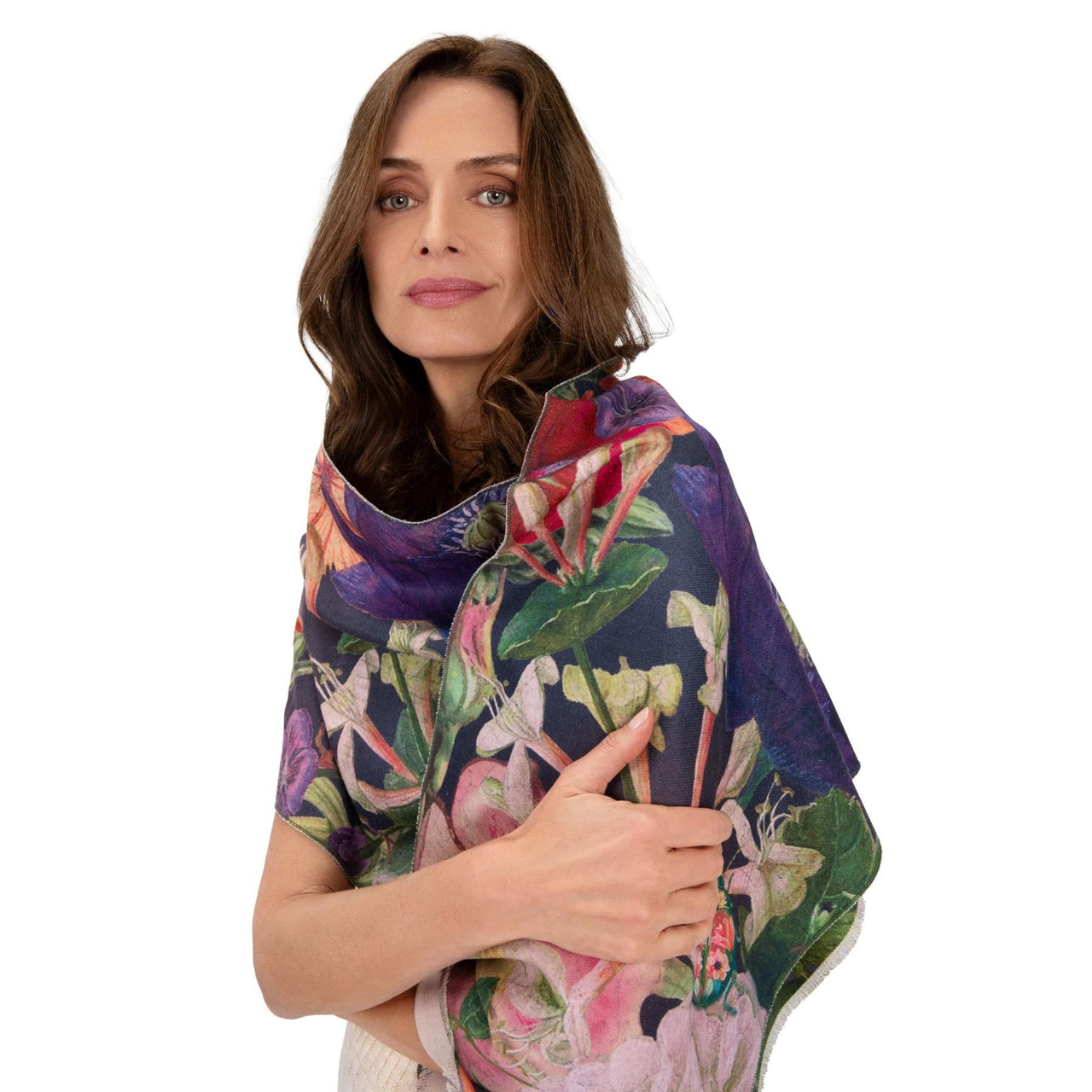 Powder Autumn Posy Lux Print Scarf | Midnight