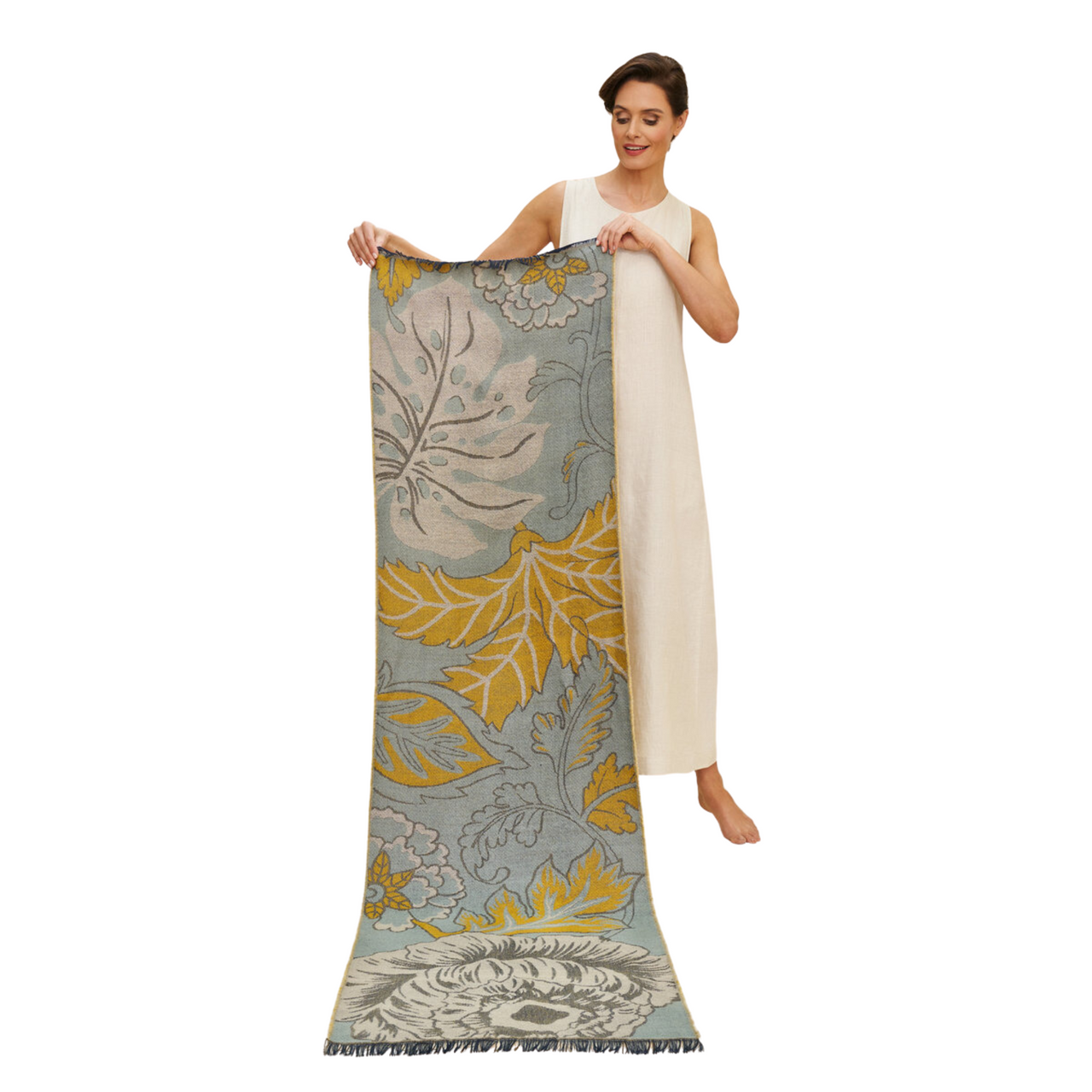 Powder Wild Floral Woven Scarf | Ice