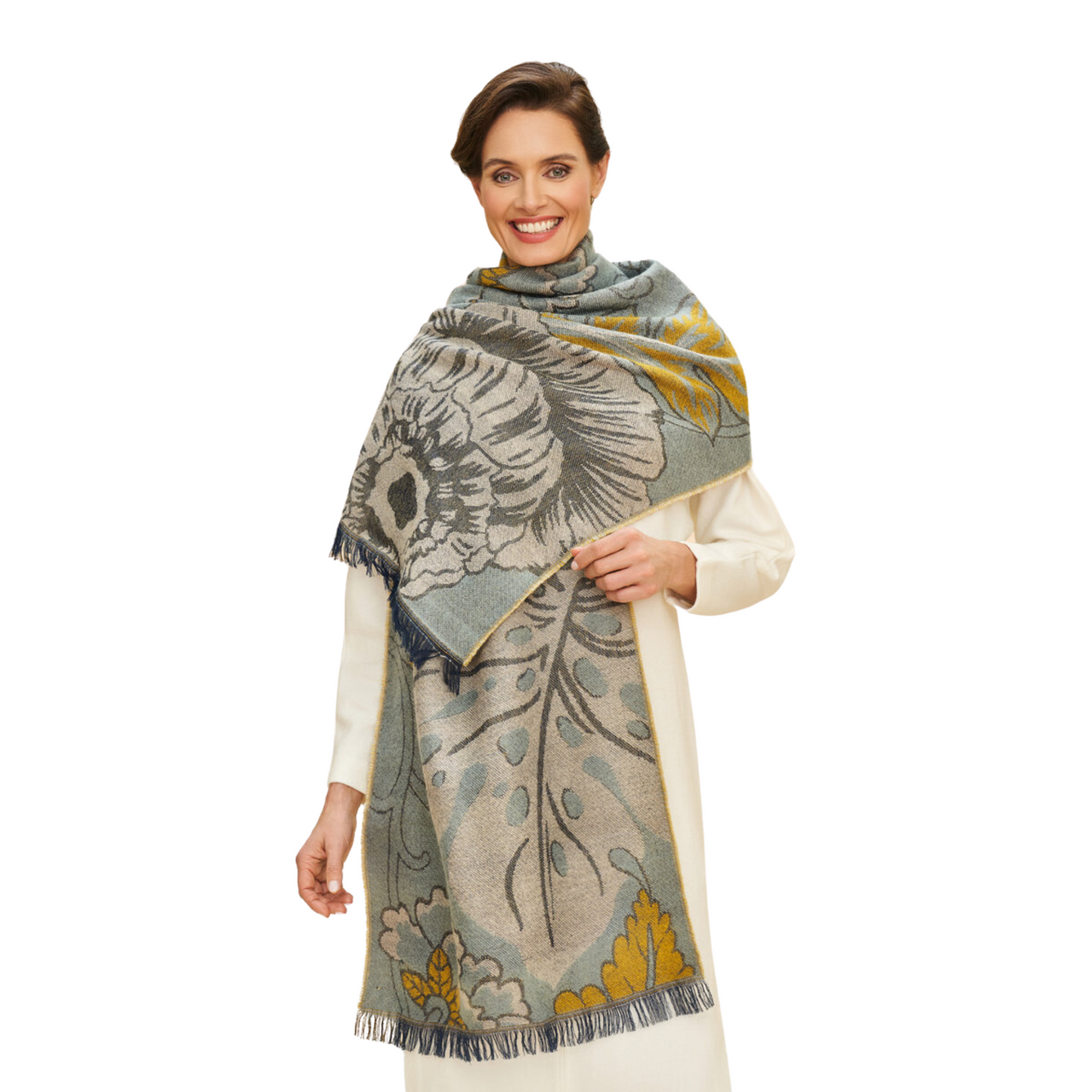 Powder Wild Floral Woven Scarf | Ice