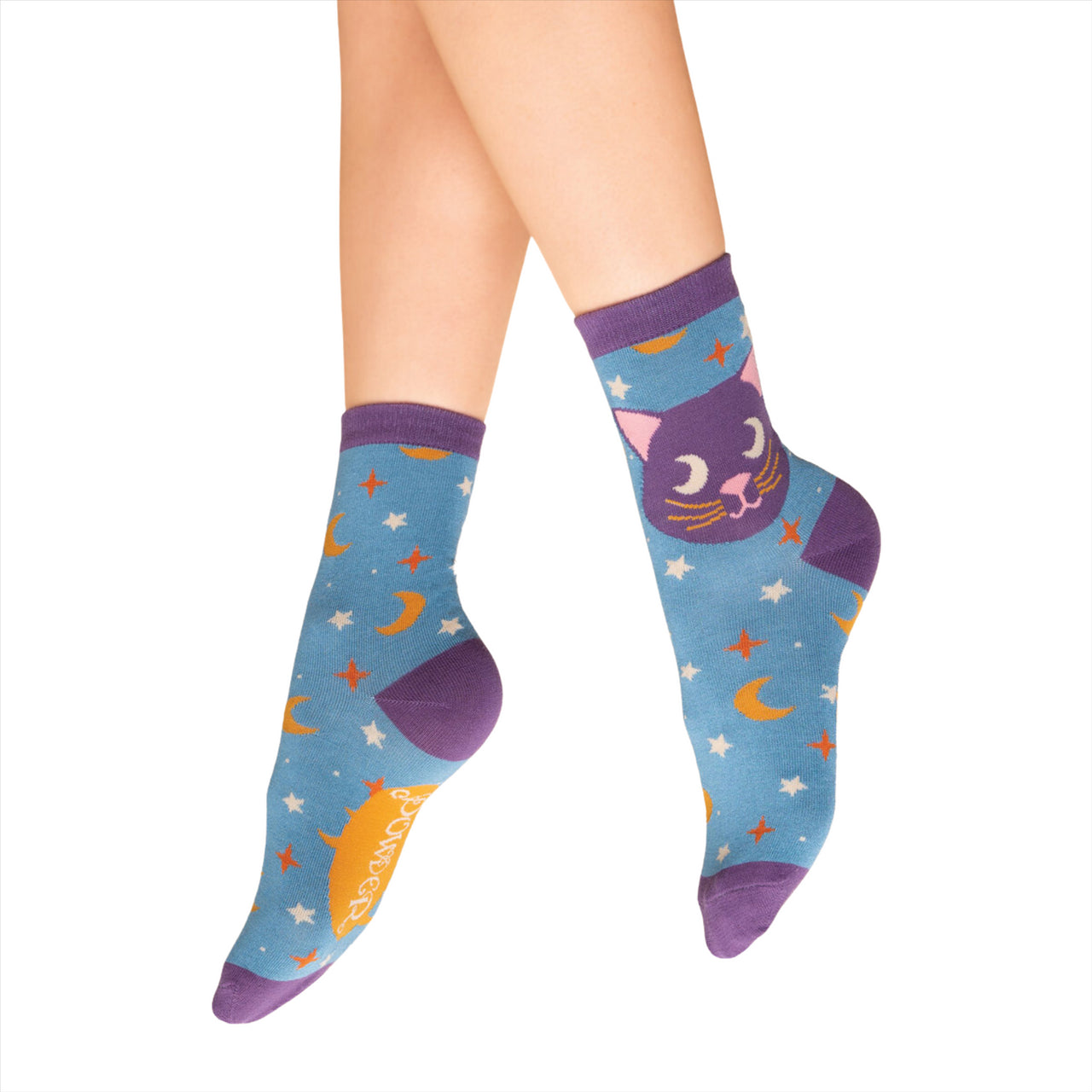 Powder Women's Dreamy Kitty Ankle Socks |  Ice