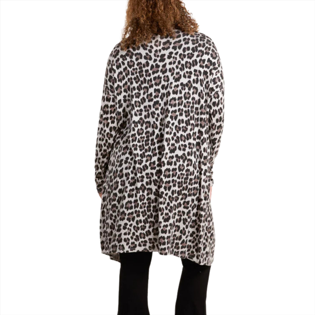 Giulia Leopard Print Longline Cardigan | Beige | One Size