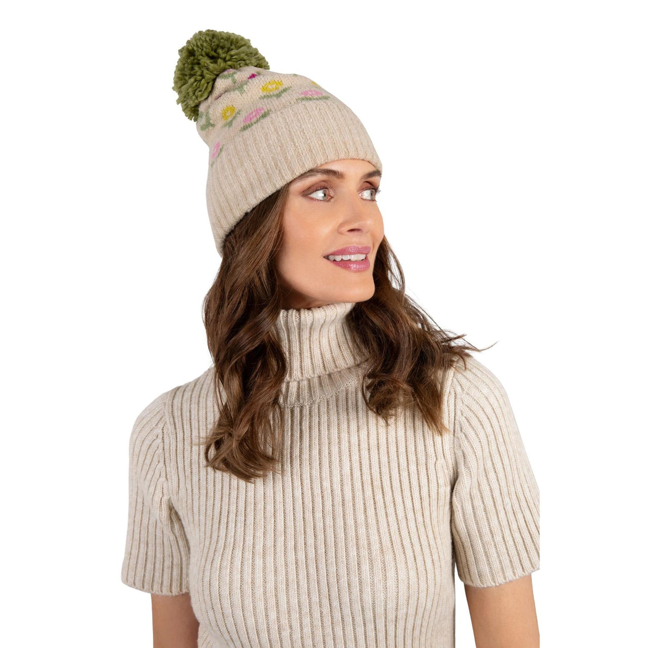 Powder Willow Ditsy Flower Bobble Hat  | Cream