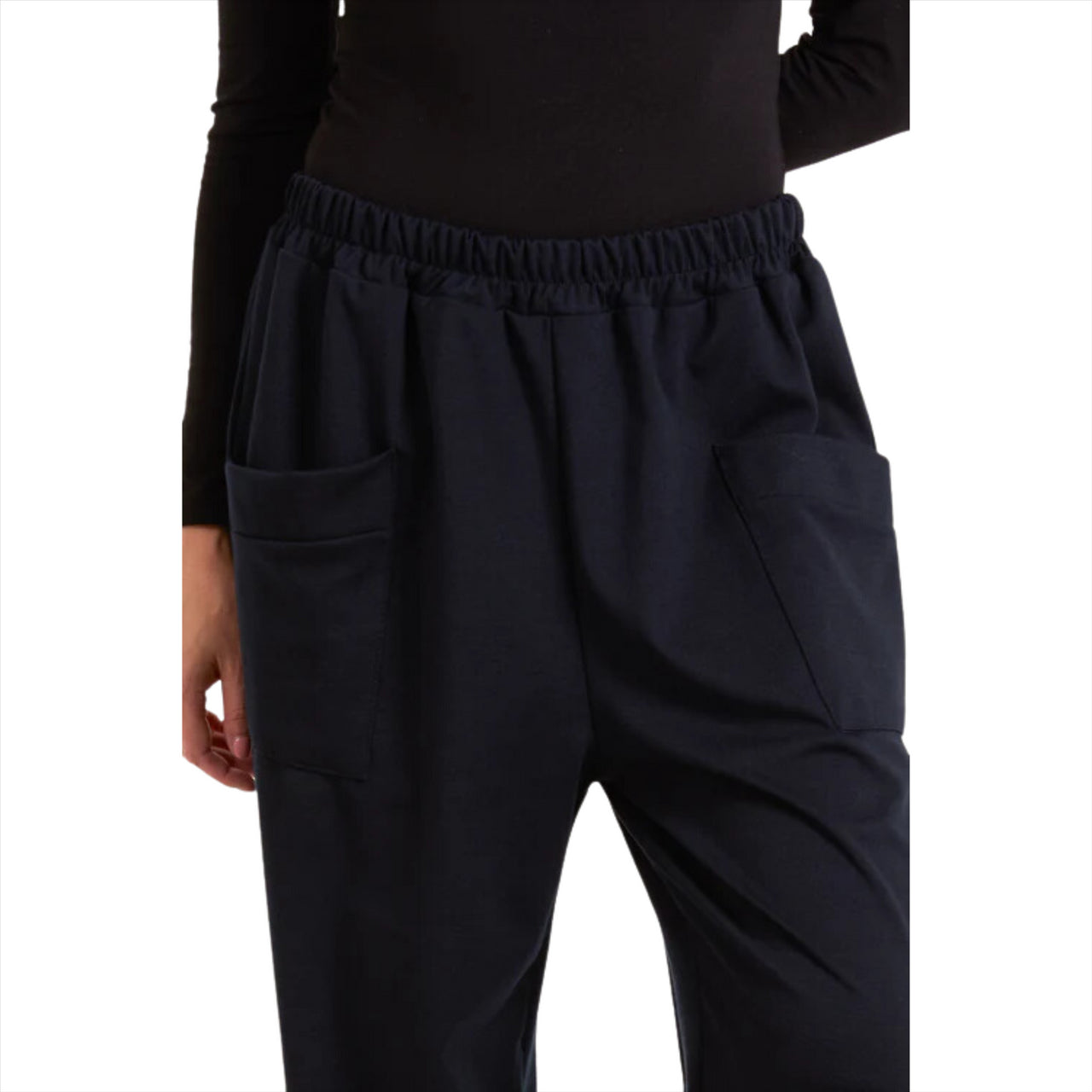 Ruby Jersey Pockets Relaxed Fit Cocoon Joggers | Navy | One Size