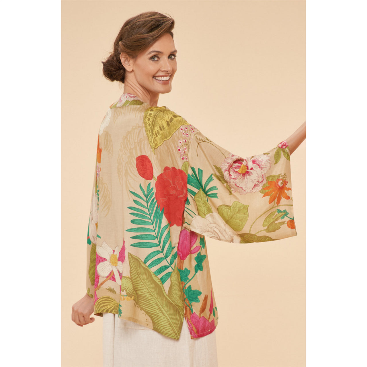 Powder Tropical Flora & Fauna Kimono Jacket | Coconut