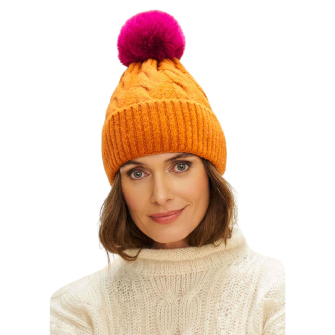 Powder Svana Bobble Hat  | Tangerine