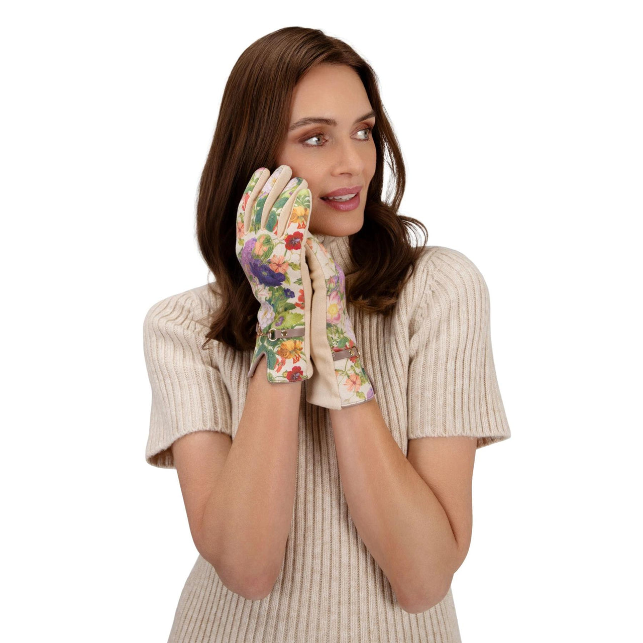Powder Kylie Faux Suede Gloves  | Cream