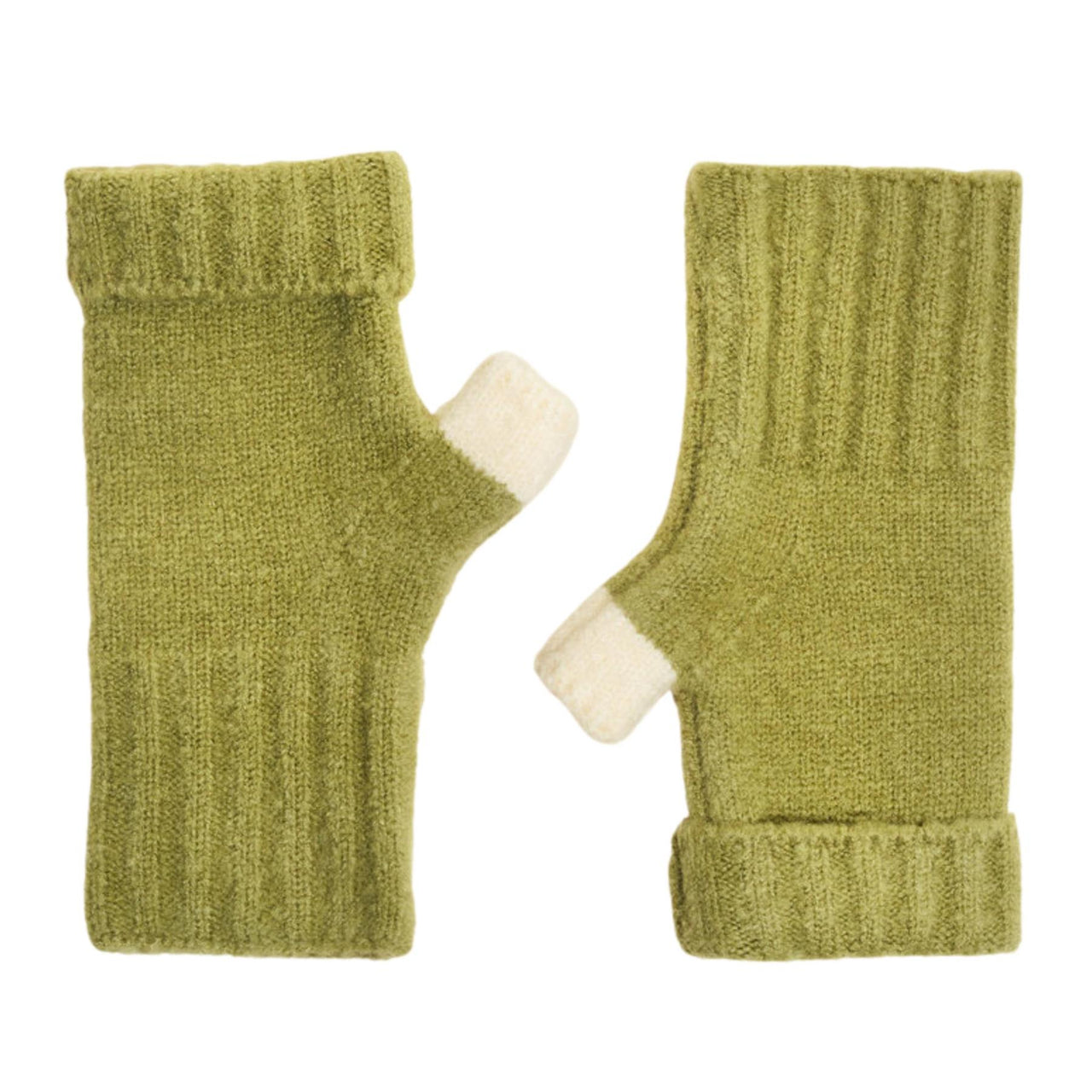 Powder Cassia Knitted Wrist Warmers  | Sage