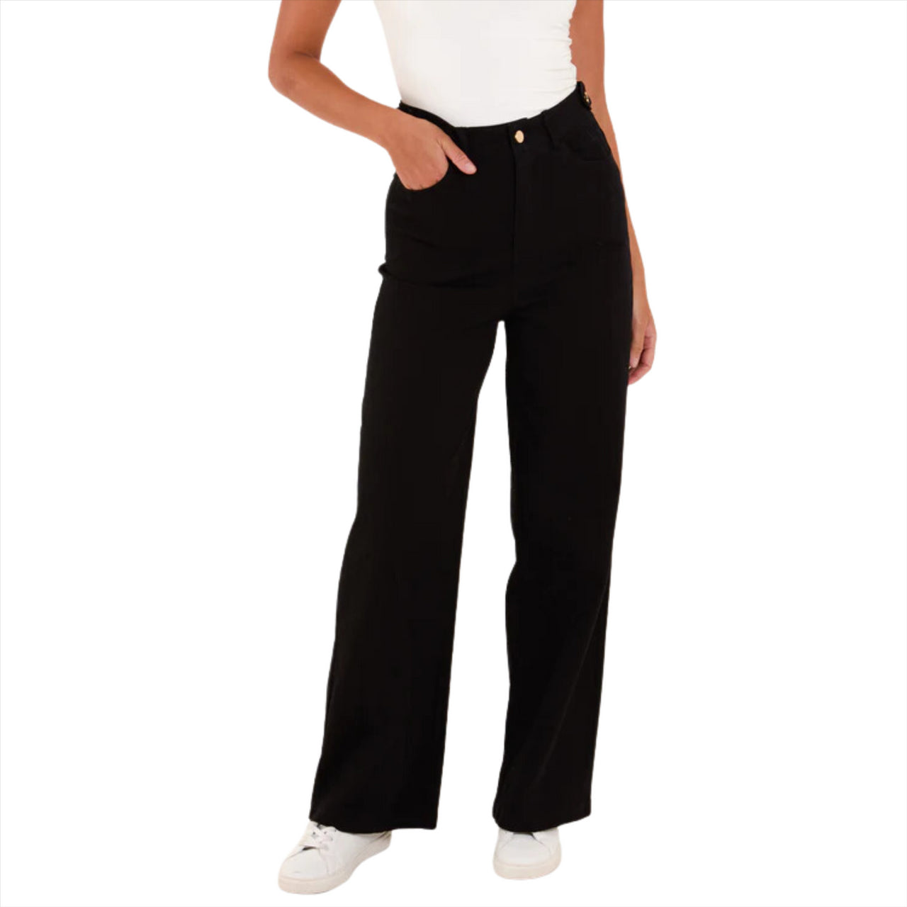 Harper Stretch Wide Leg Jeans | Black