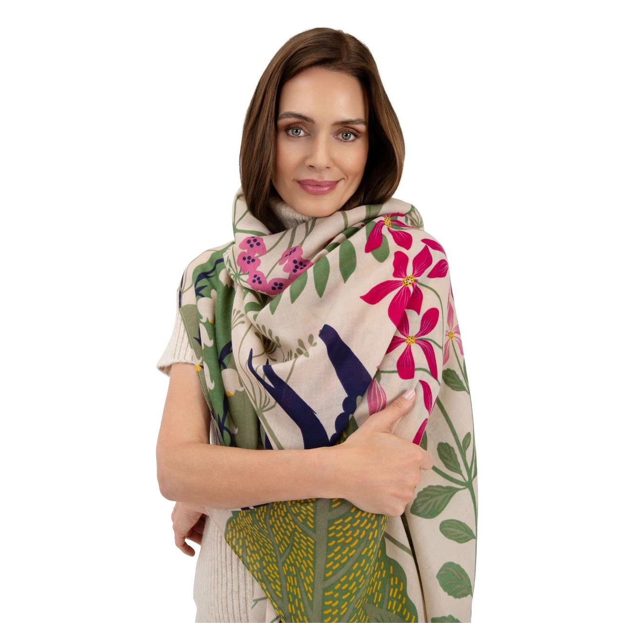 Powder Swooping Swallows Print Scarf | Cream