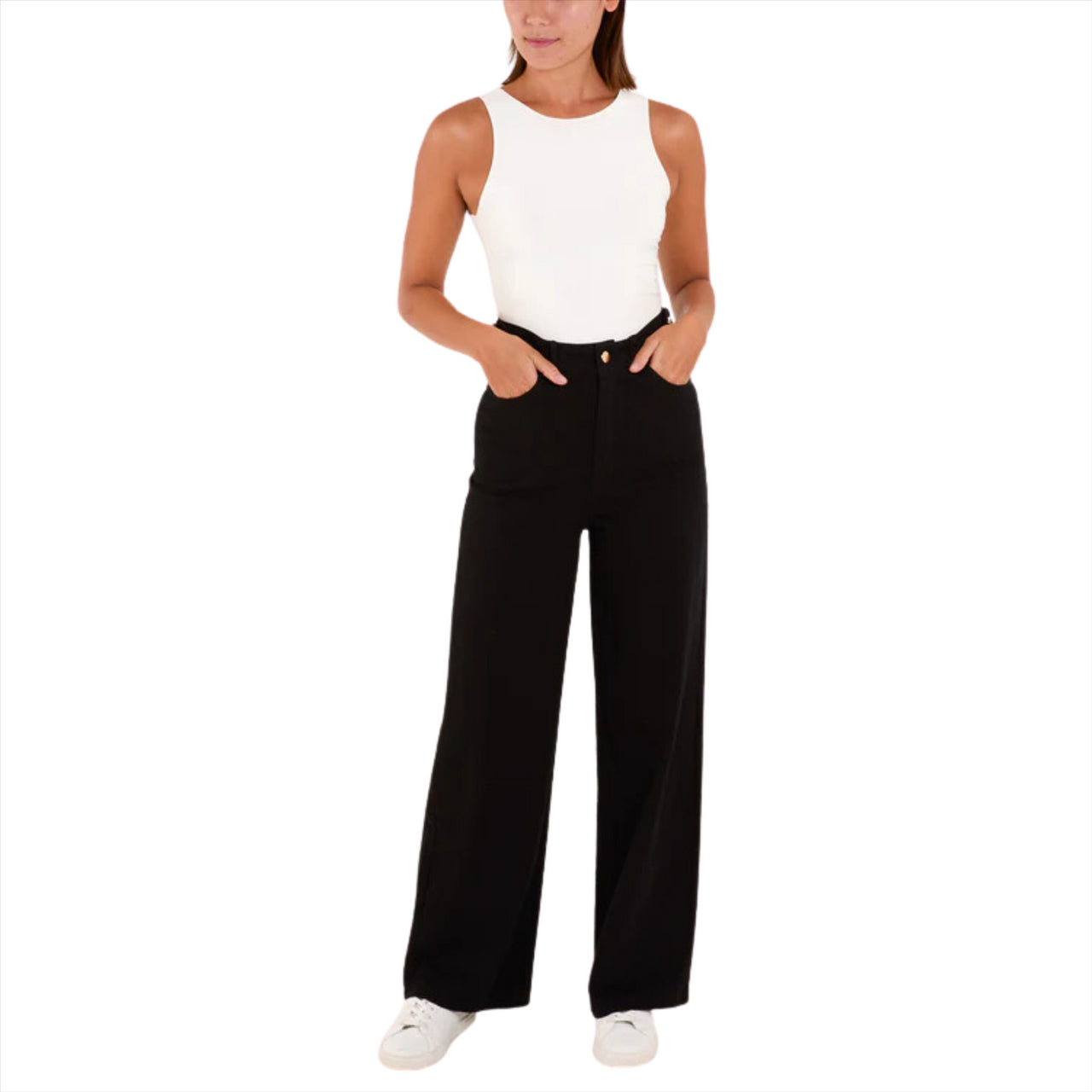 Harper Stretch Wide Leg Jeans | Black