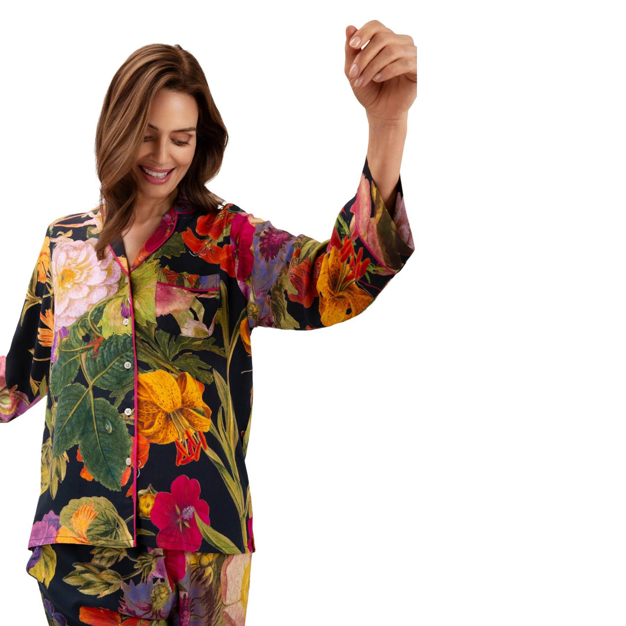 Powder Autumn Posy Super Soft Luxury Pyjamas | Midnight