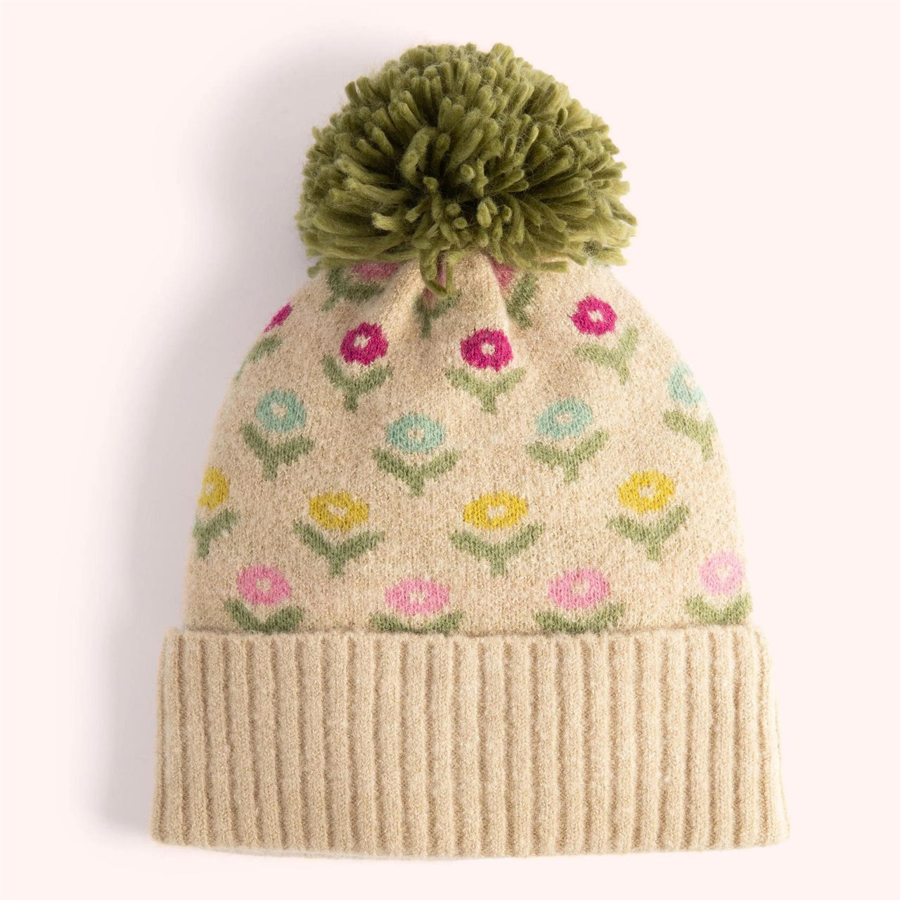 Powder Willow Ditsy Flower Bobble Hat  | Cream