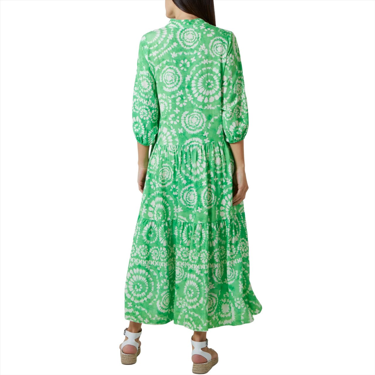 Batik Print Maxi Shirt Dress | Apple Green | One Size